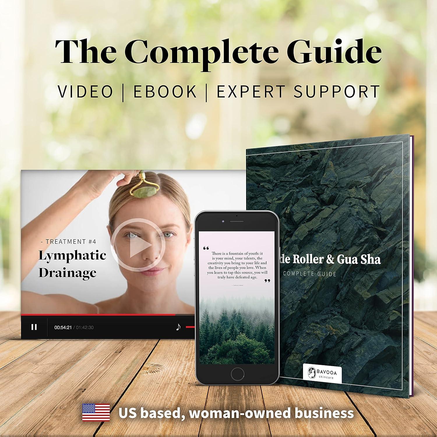 Rodillo de Jade y Gua Sha R.E.M - Masajeador Facial 100% Jade