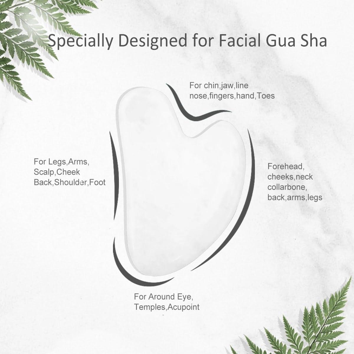 Rodillo de Jade Blanco LAMA 2 en 1 y Set de Gua Sha Facial