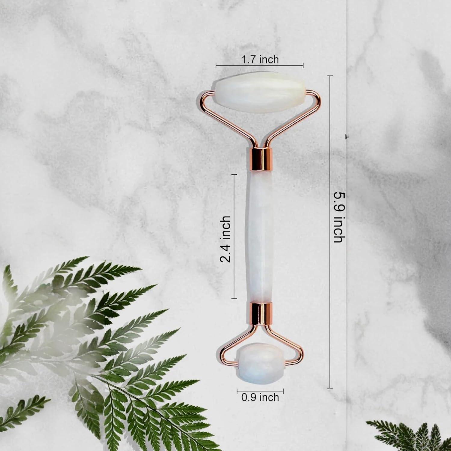 Rodillo de Jade Blanco LAMA 2 en 1 y Set de Gua Sha Facial