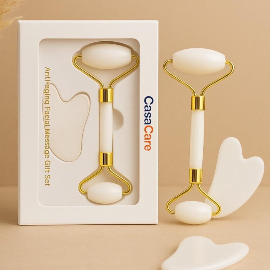 Juego de Herramientas Gua Sha y Rodillo de Jade CasaCare - Antienvejecimiento