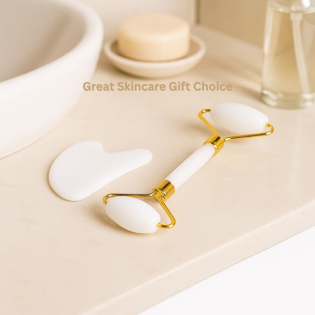 Juego de Herramientas Gua Sha y Rodillo de Jade CasaCare - Antienvejecimiento