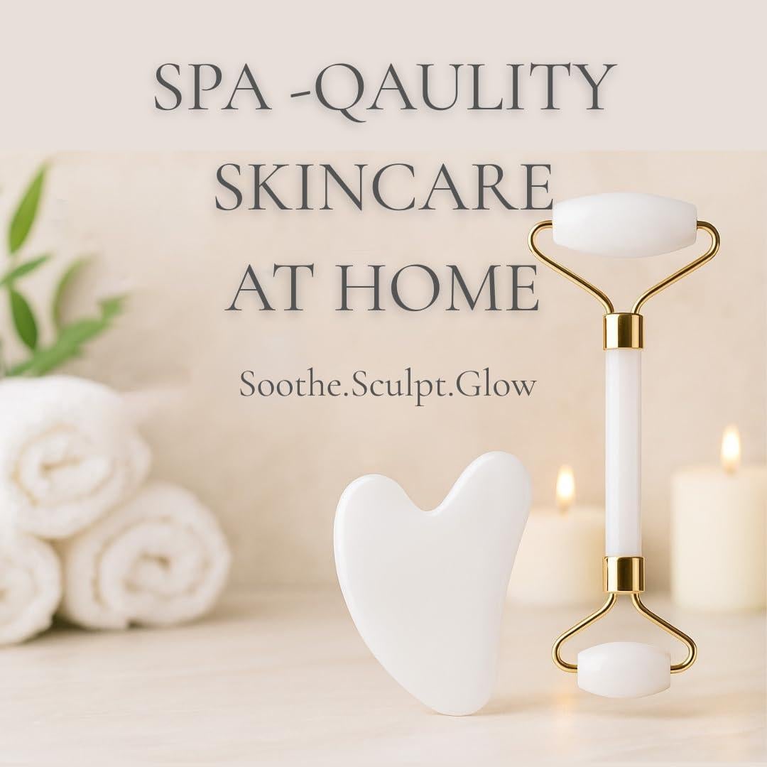 Juego de Herramientas Gua Sha y Rodillo de Jade CasaCare - Antienvejecimiento