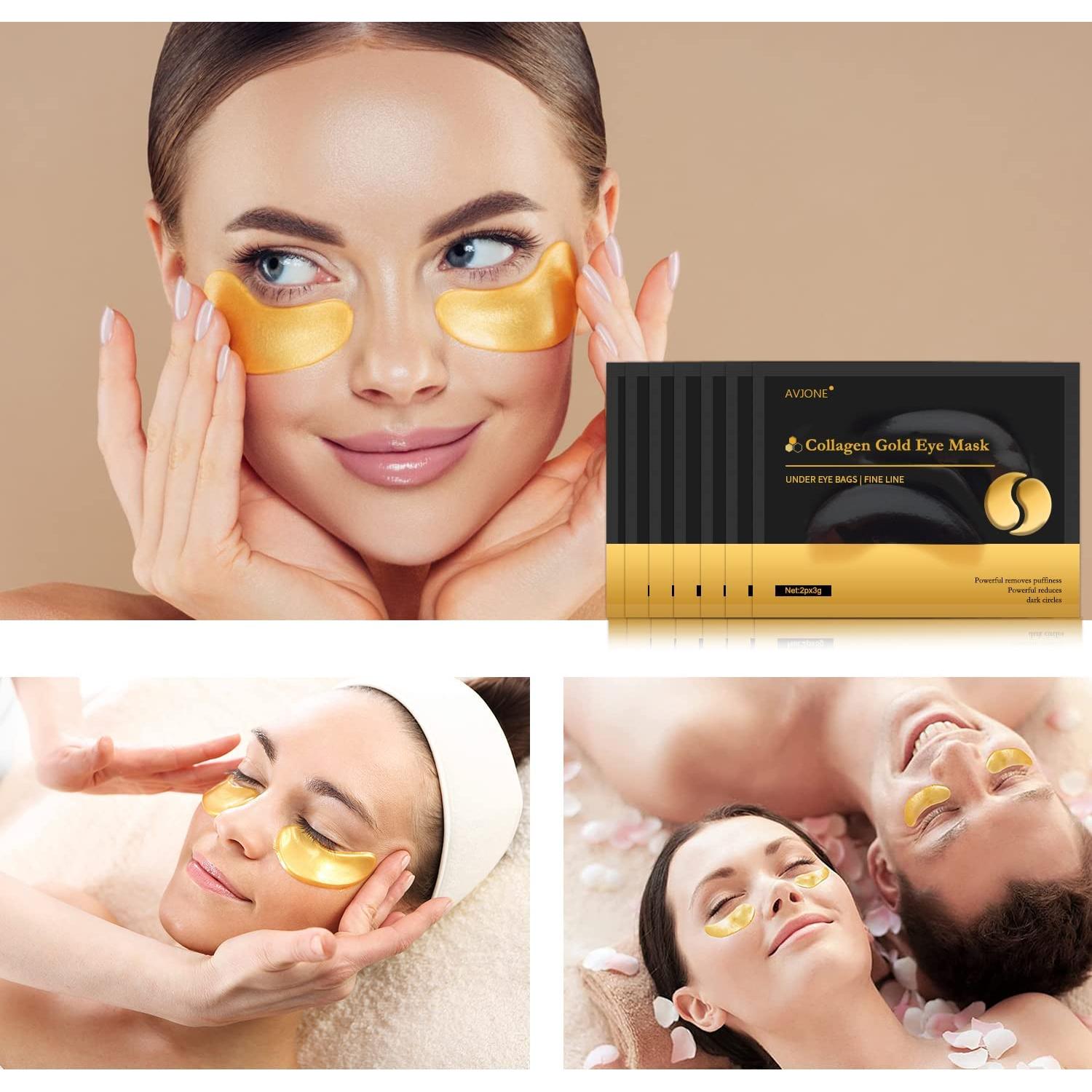 Parches para ojos AVJONE de oro 24K - 30 pares colágeno