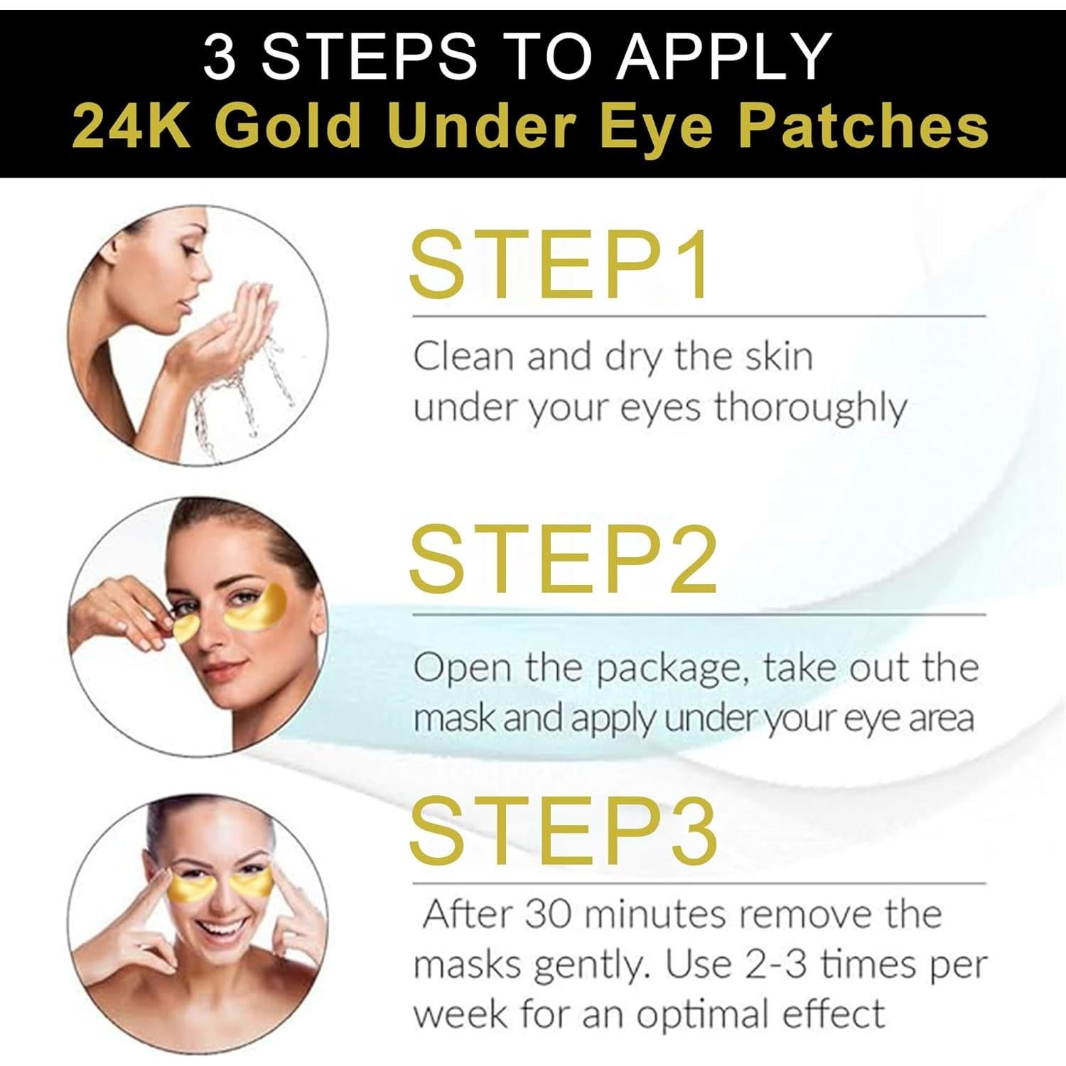 Parche para Ojos Ruzzut - 30 Pares Hidratantes de Colágeno Oro