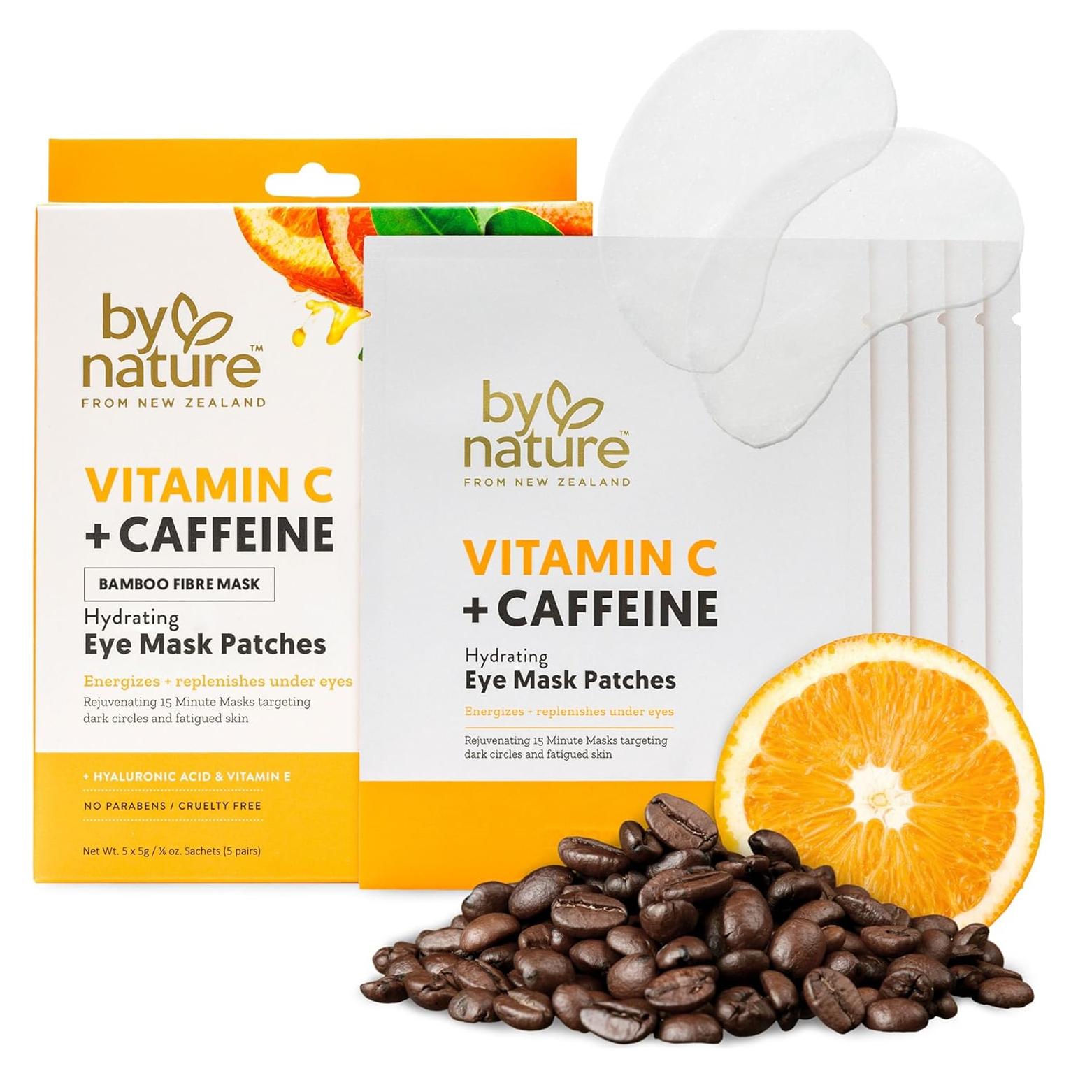 Parche Hidratante para Ojos By Nature - Vitamina C y Cafeína - 5 Pares