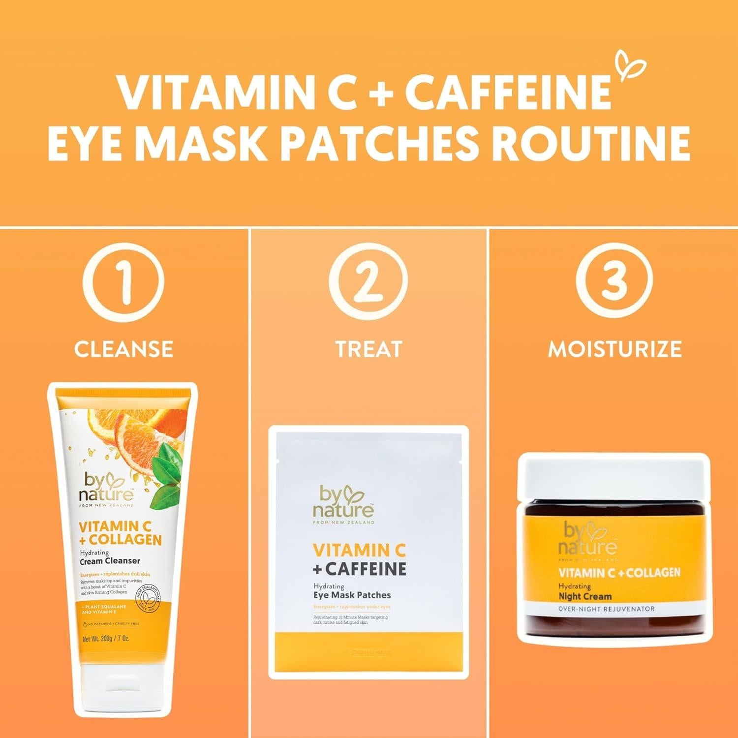 Parche Hidratante para Ojos By Nature - Vitamina C y Cafeína - 5 Pares