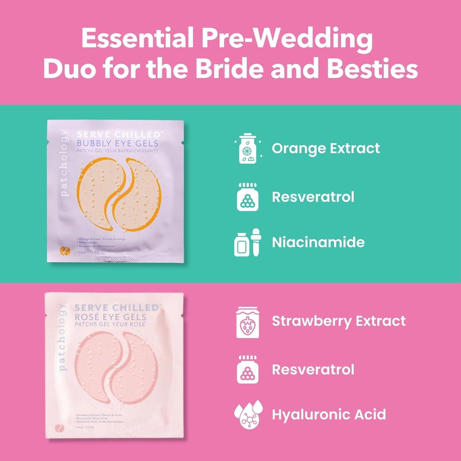 Parches Hidratantes para Ojos Patchology - Set 6 Unidades Rosé y Bubbly