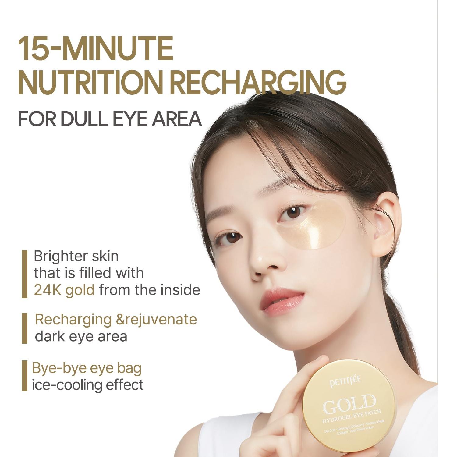 Mascarilla Hidratante de Gel Petitfee 60 Parches Oro 24K