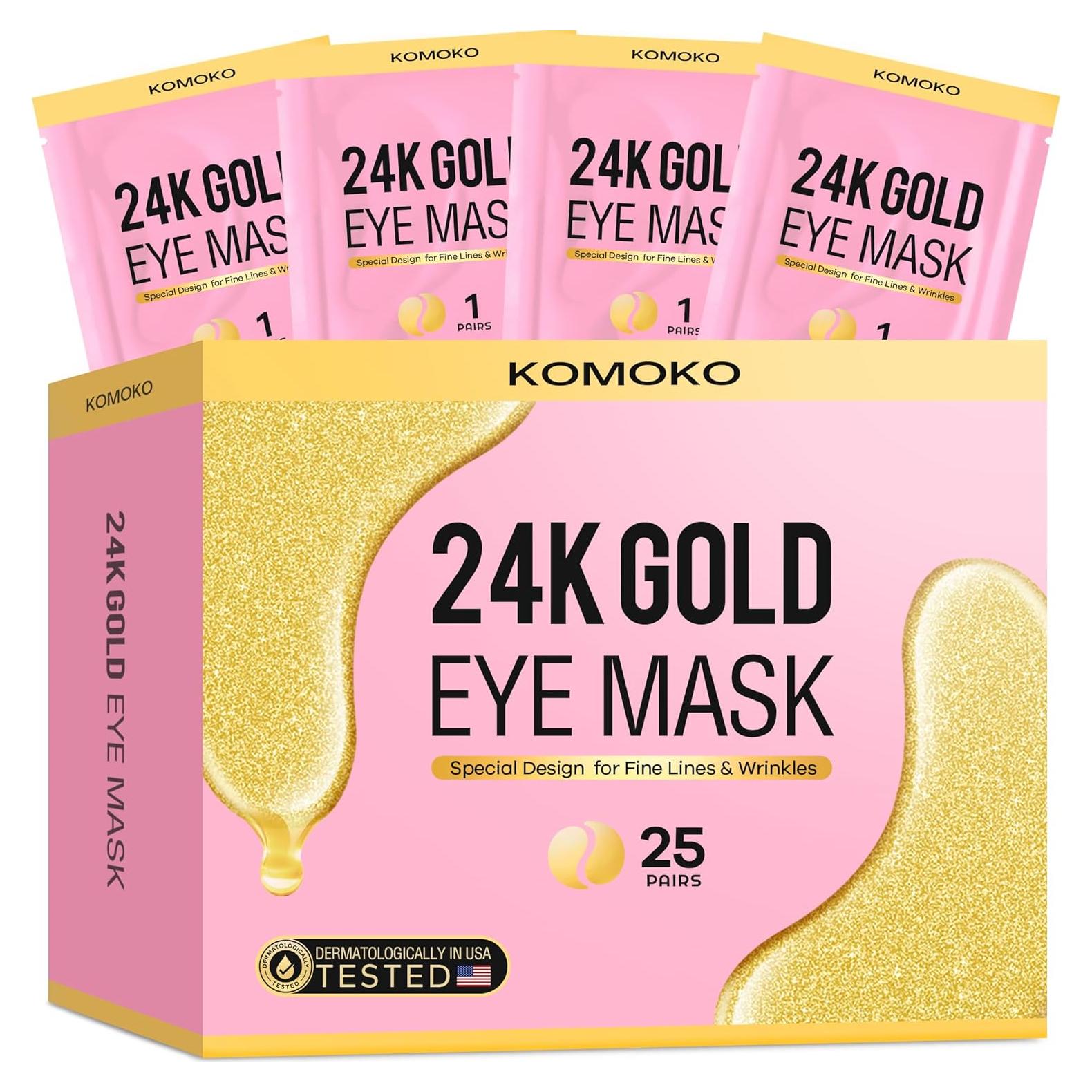 Parches de Ojos Komoko 25 Pares 24K Colágeno Anti-Envejecimiento