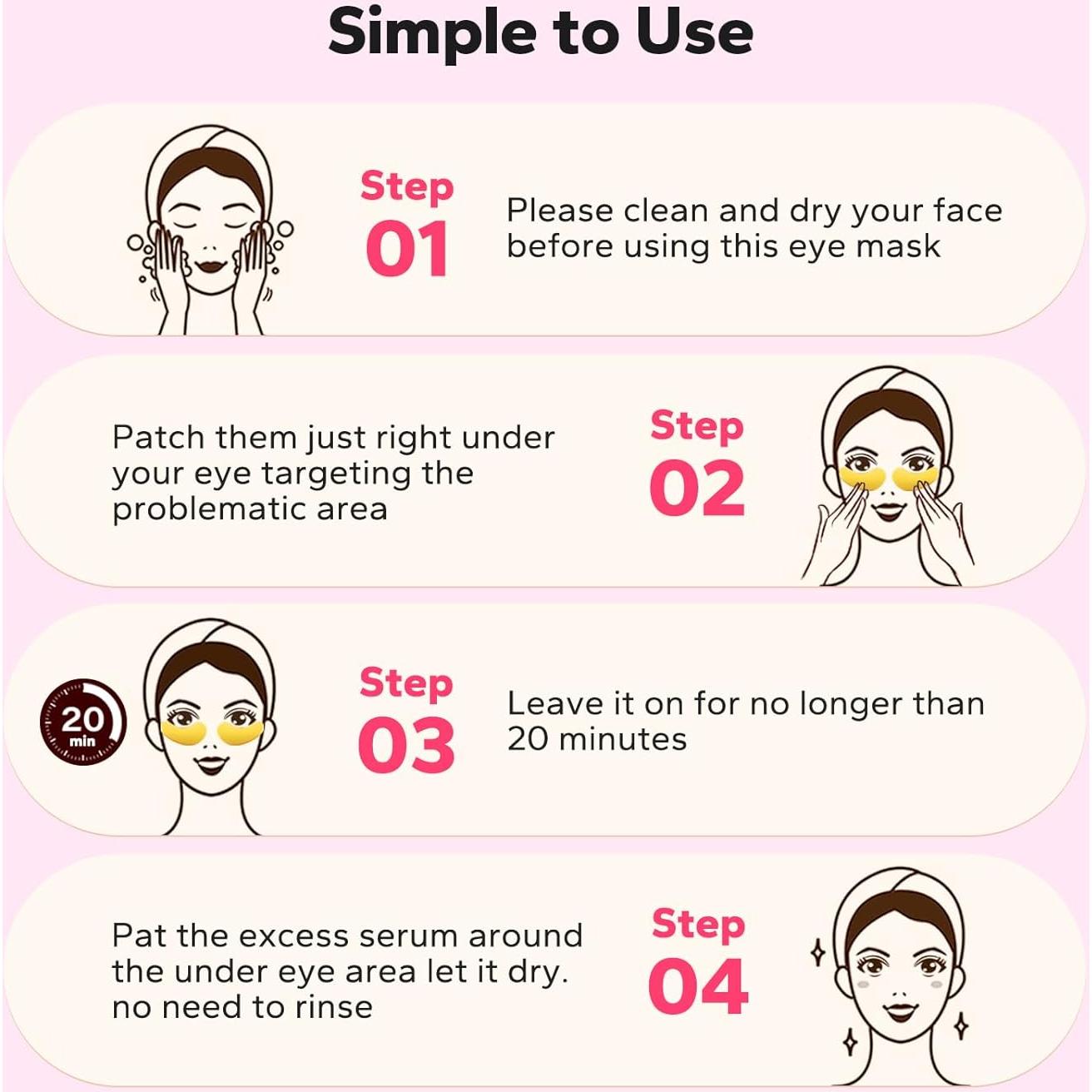 Parches de Ojos Komoko 25 Pares 24K Colágeno Anti-Envejecimiento