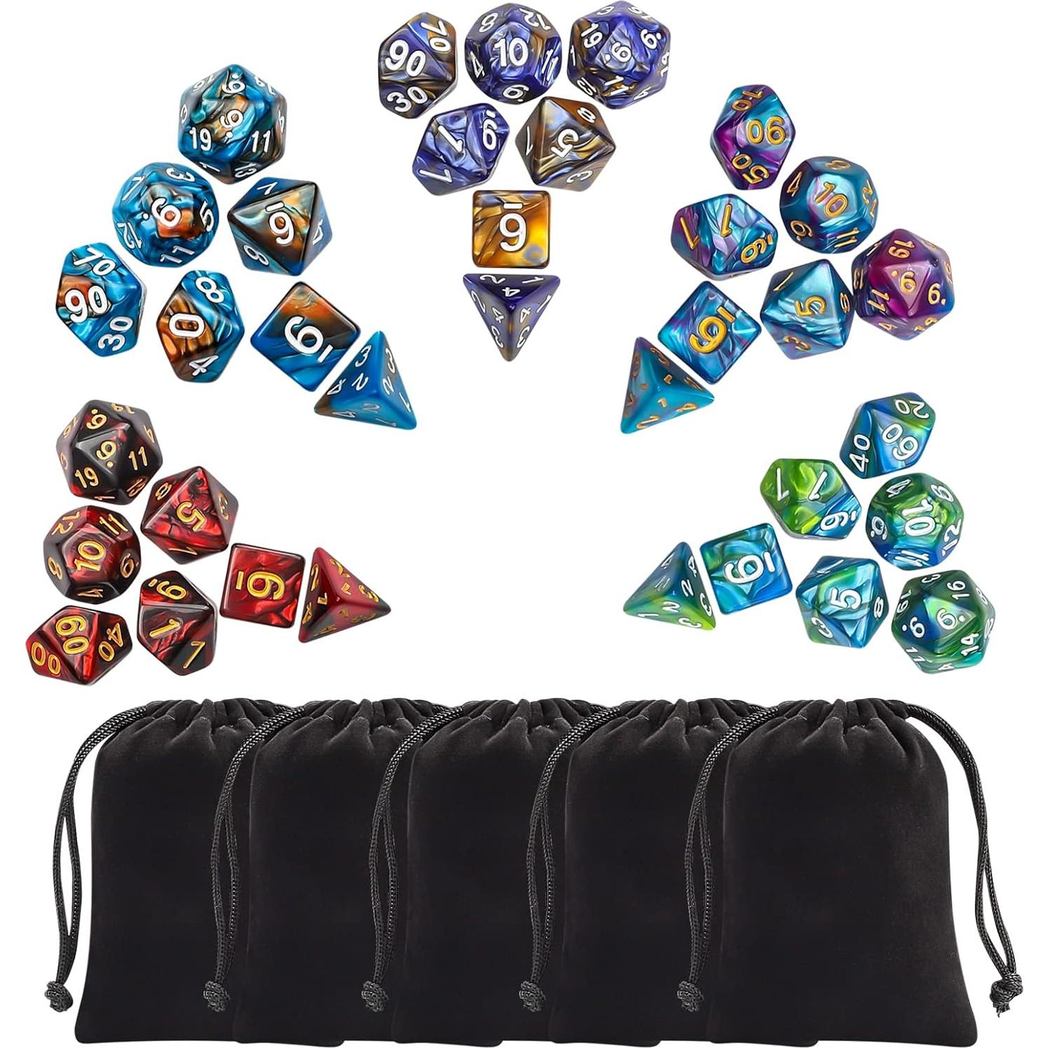 Juego de Dados Poliedricos CiaraQ 35 Piezas D4 D6 D8 D10 D12 D20