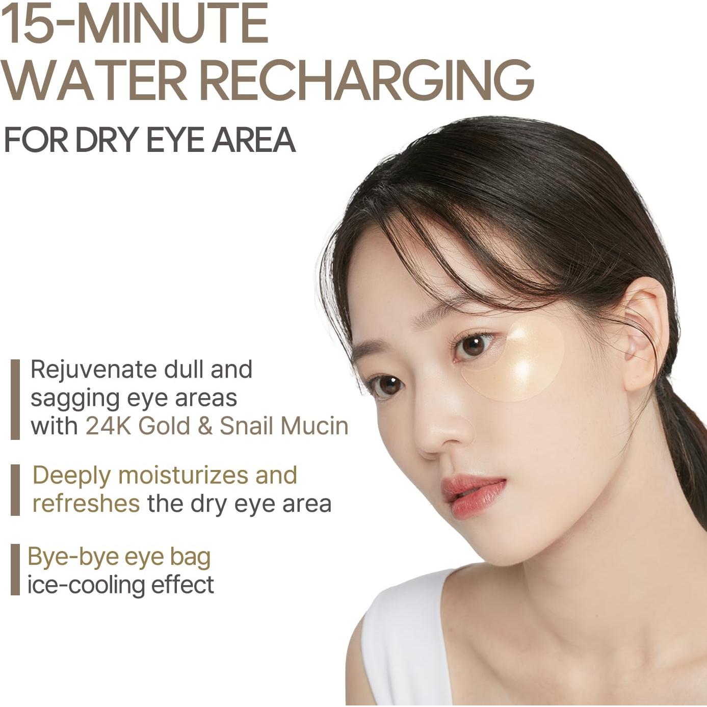 Parche Hidrogel para Ojos Petitfee 60 Pcs Oro y Caracol