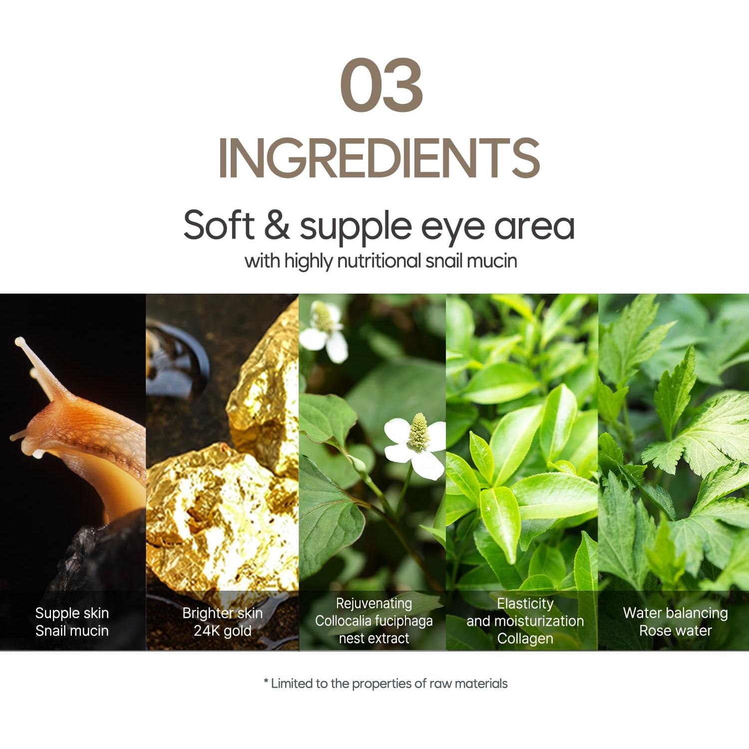 Parche Hidrogel para Ojos Petitfee 60 Pcs Oro y Caracol