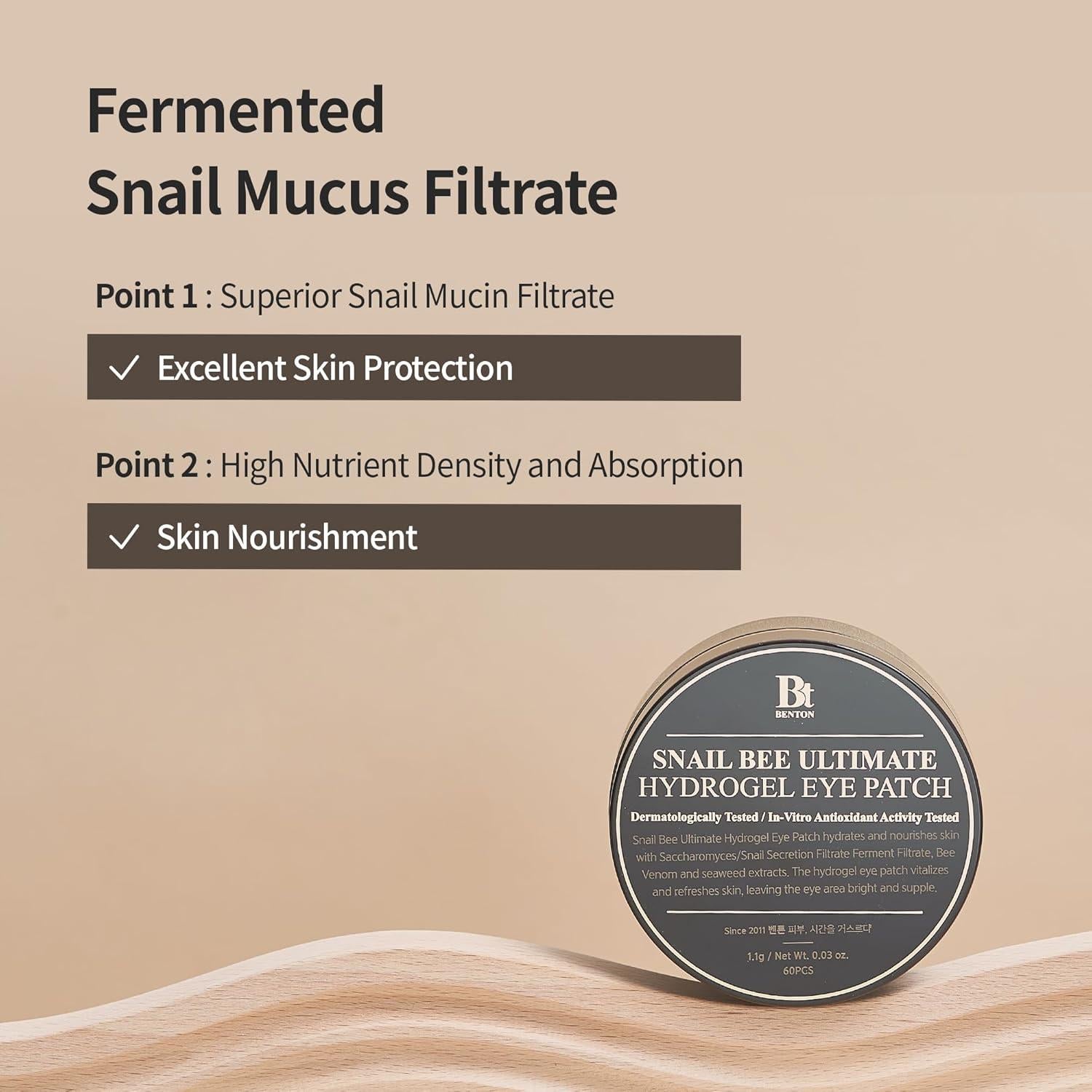 Parche Hidrogel para Ojos Benton Snail Bee 60pcs Hidratante