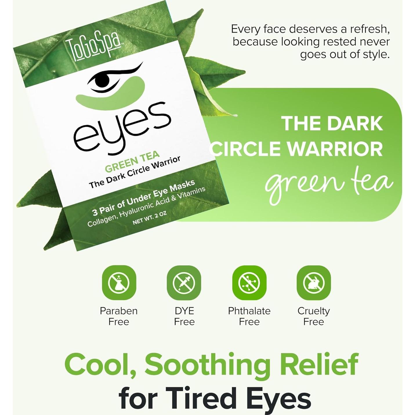 Almohadillas de Gel Antienvejecimiento ToGoSpa Té Verde - 3 Unidades