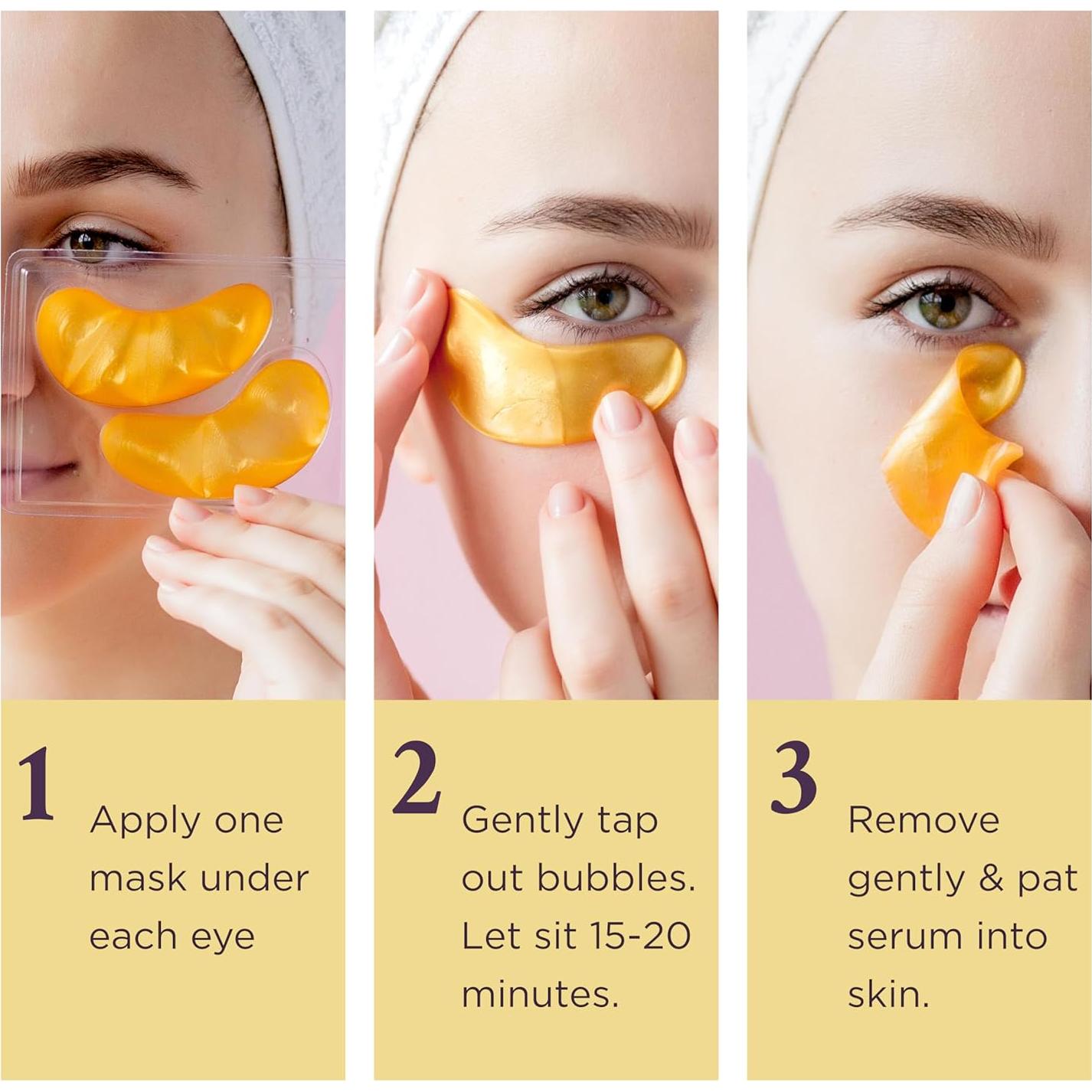 Mascarilla de Ojos de Oro MATKAS - 20 Pares, Anti-Ojeras y Anti-Hinchazón