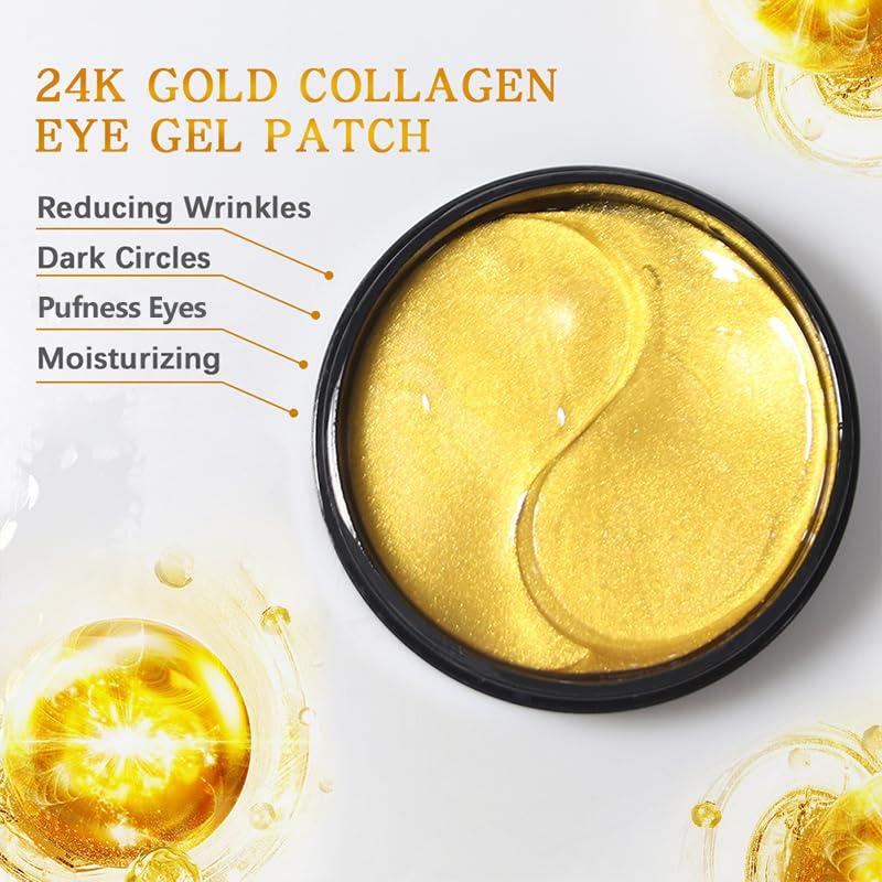 Parche de Ojos LIYALAN 24K Hidratante 60 Pcs Antienvejecimiento