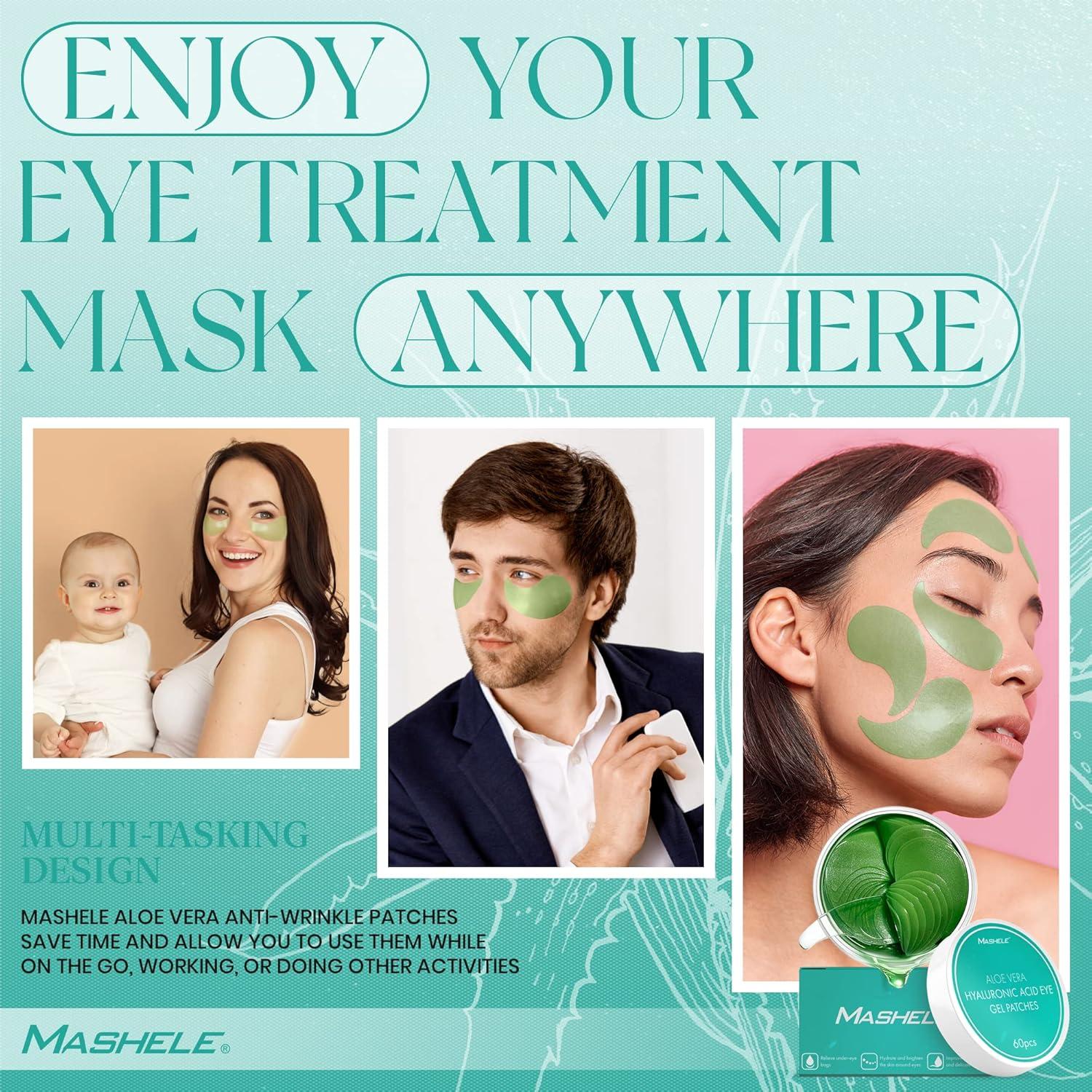 Mascarillas de Gel para Ojos MASHELE con Colágeno y Aloe Vera - 60 Piezas