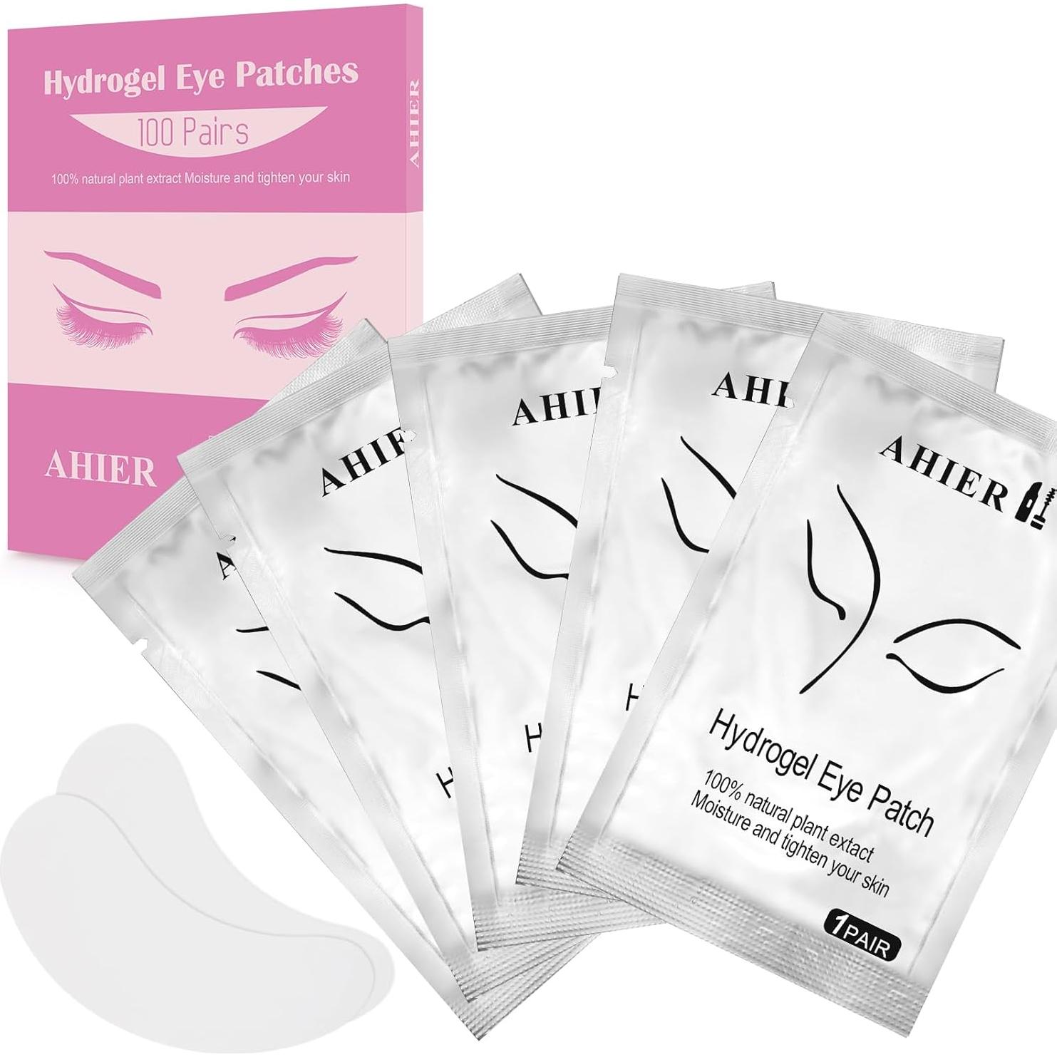 Almohadillas para Ojos AHIER 100 Pares Hidrogel Extensiones