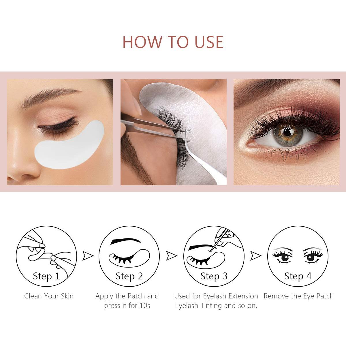 Almohadillas para Ojos AHIER 100 Pares Hidrogel Extensiones