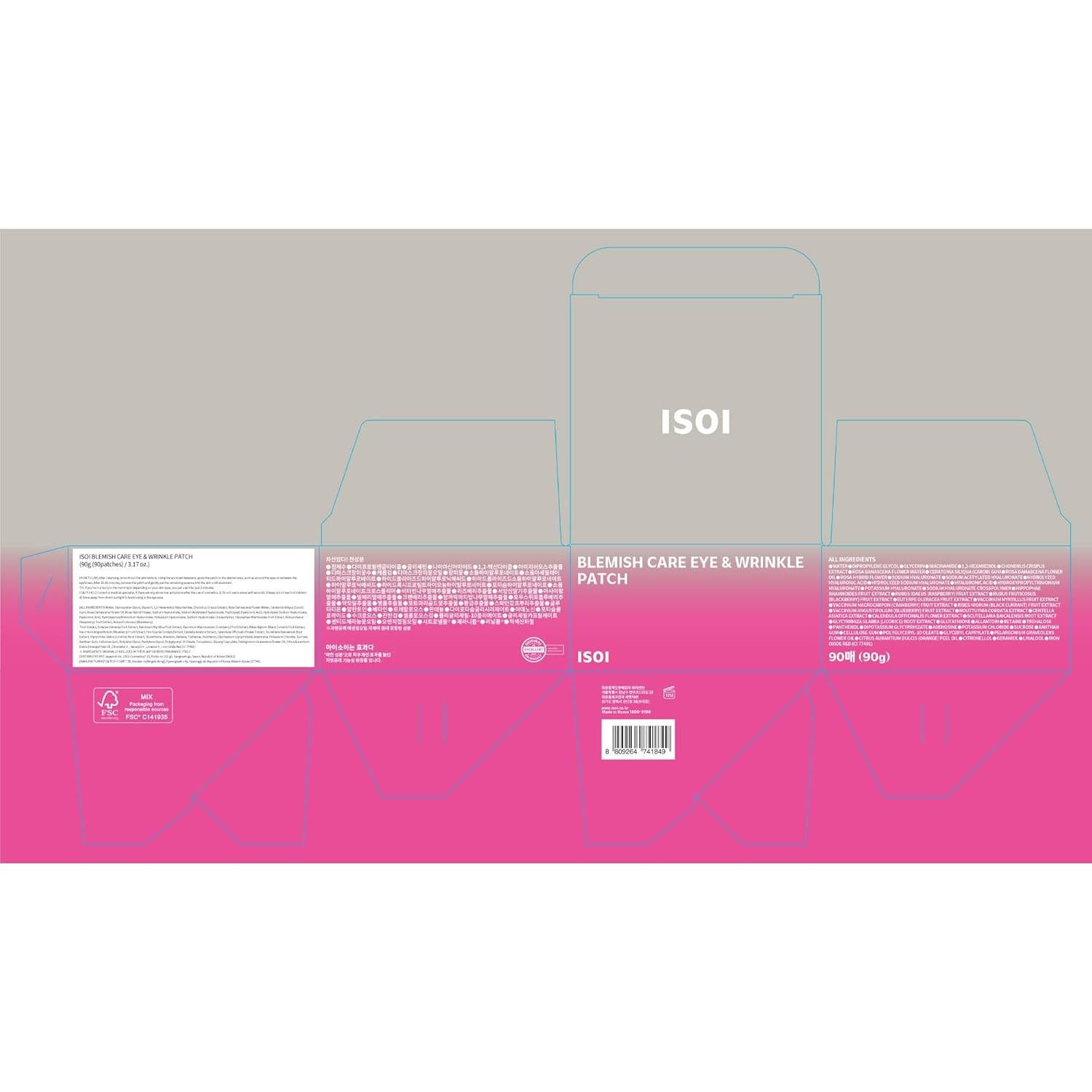 Parches para Ojos ISOI Blemish Care 90 pcs - Hidratación y Antiarrugas