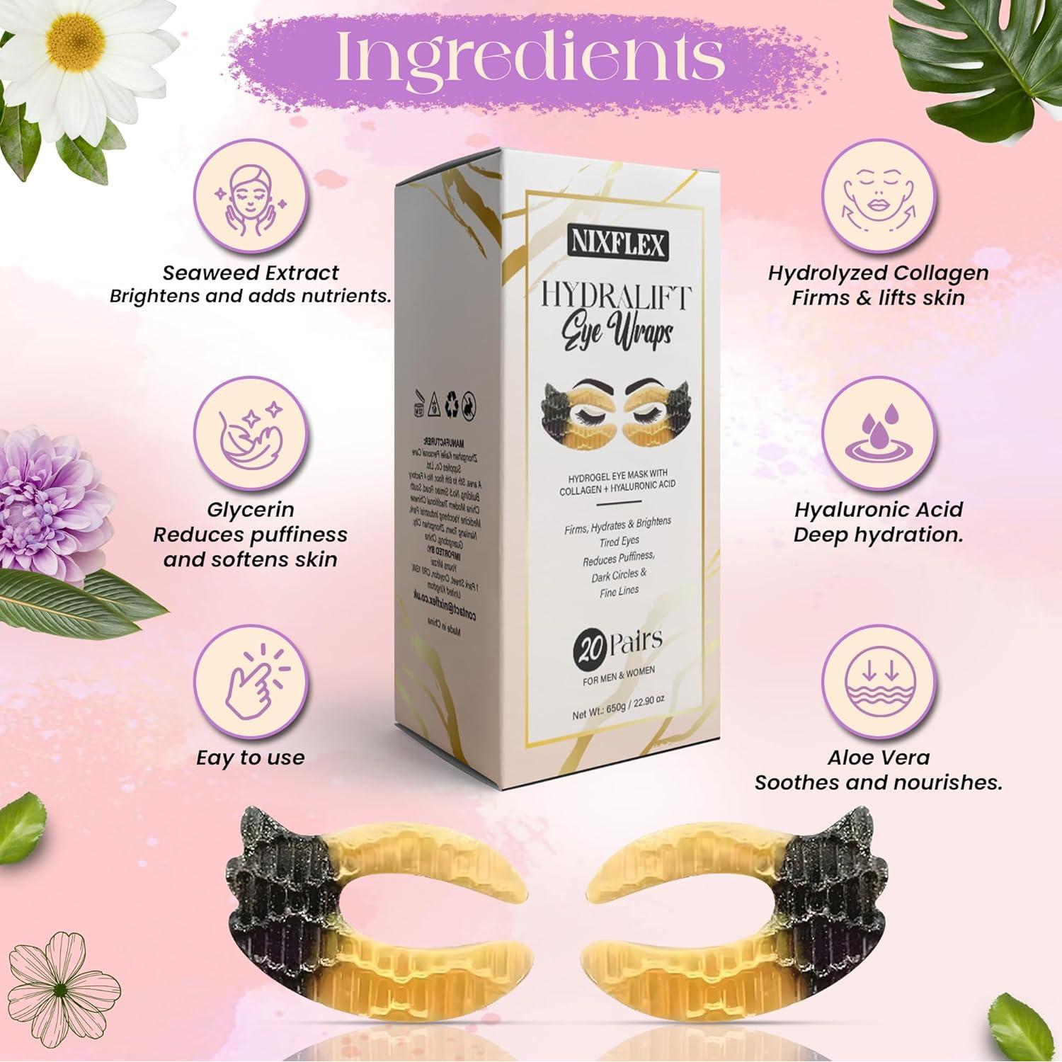 Parche de Gel para Ojos NixFlex - 20 Pares Hidratantes