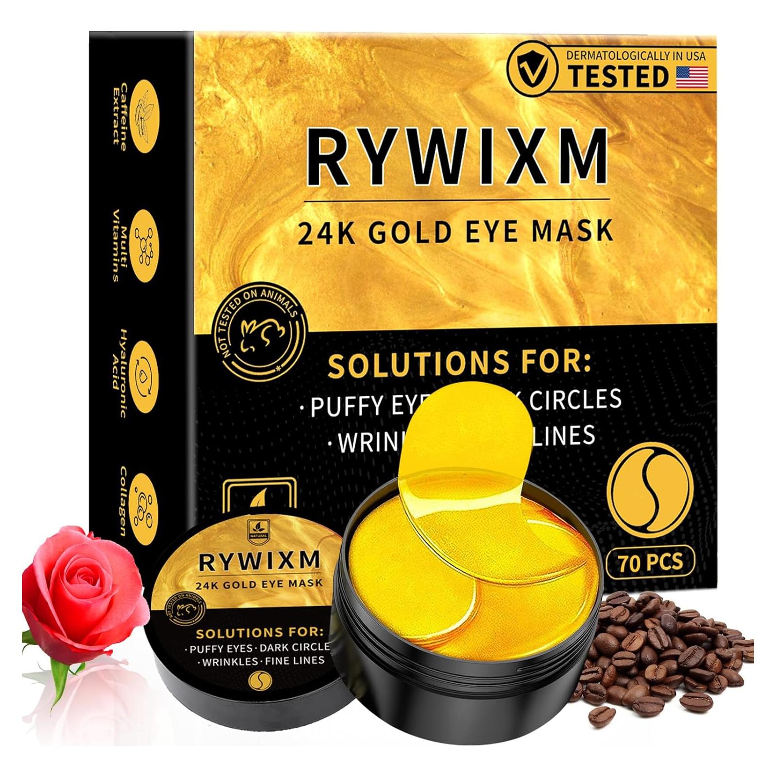 Mascarillas para Ojos de Oro 24K Rywixm - 70 Piezas