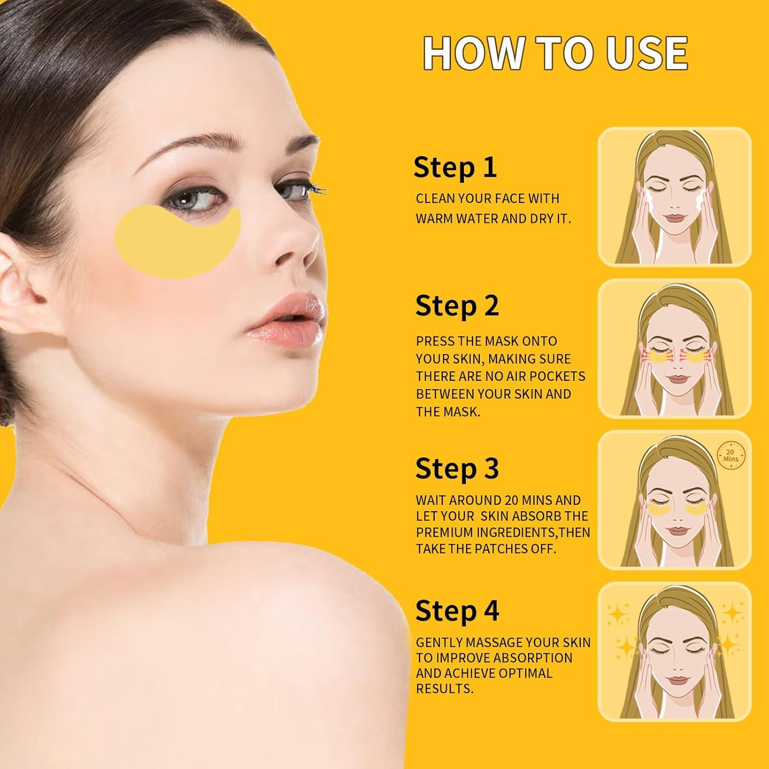 Mascarillas para Ojos de Oro 24K Rywixm - 70 Piezas