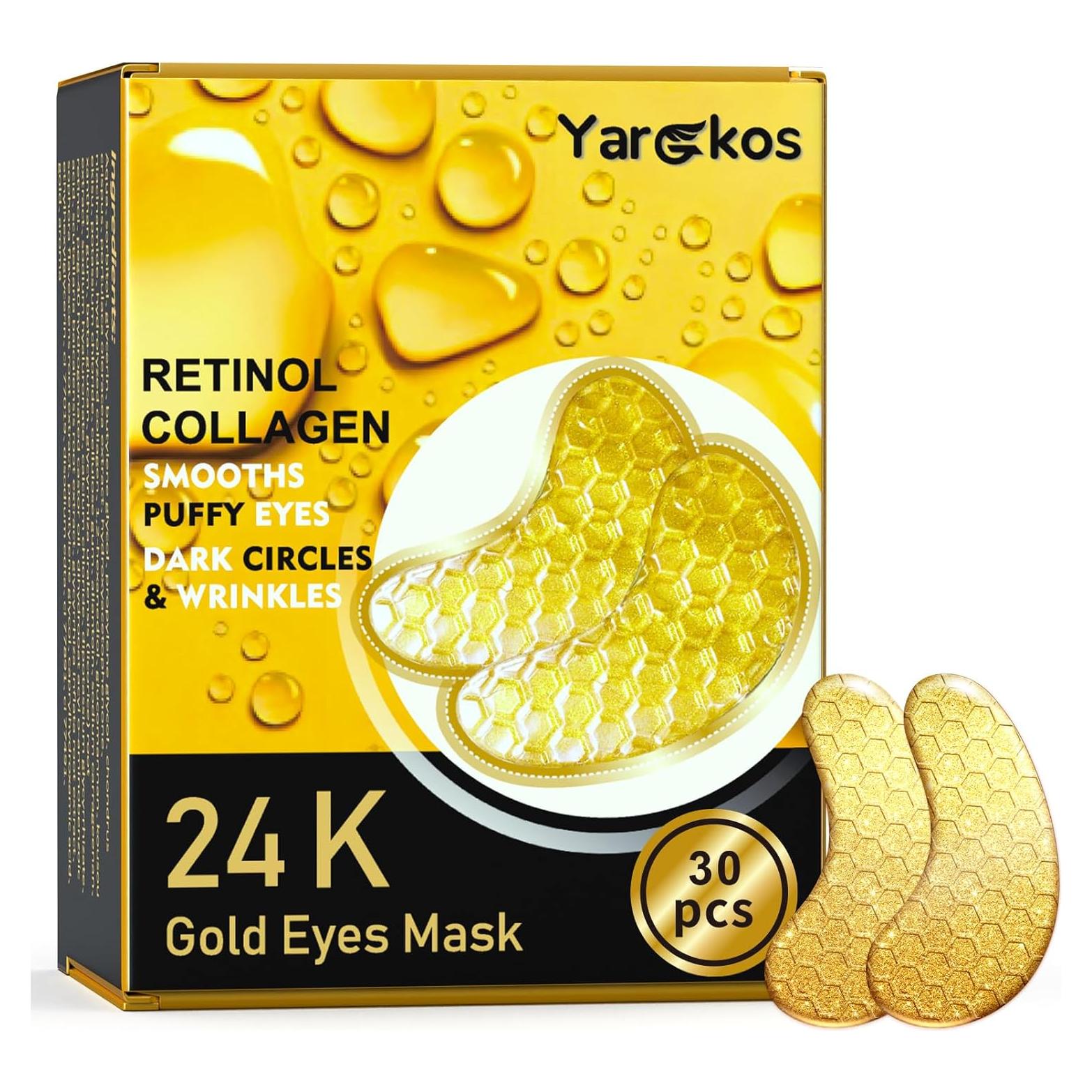 Kit de 30 Pcs Parche de Ojos de Colágeno Yargkos 24K