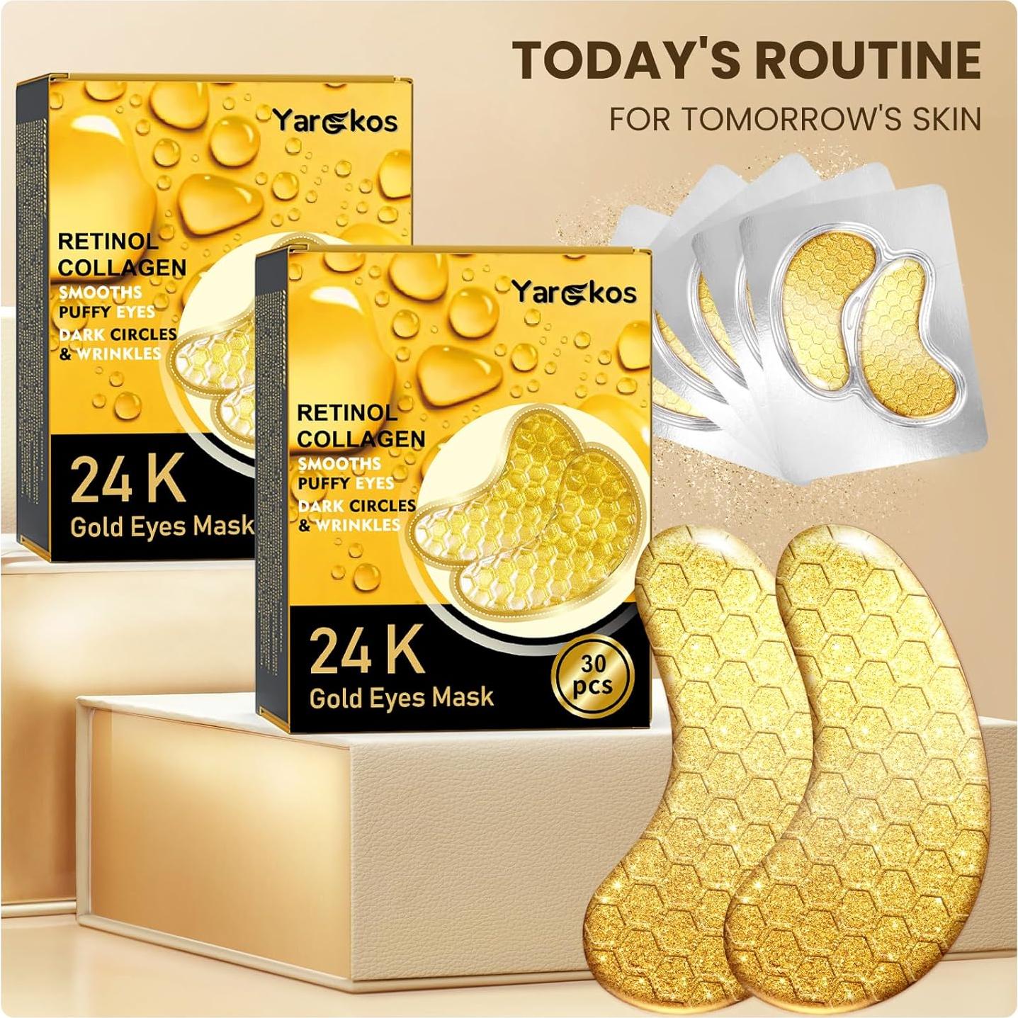 Kit de 30 Pcs Parche de Ojos de Colágeno Yargkos 24K