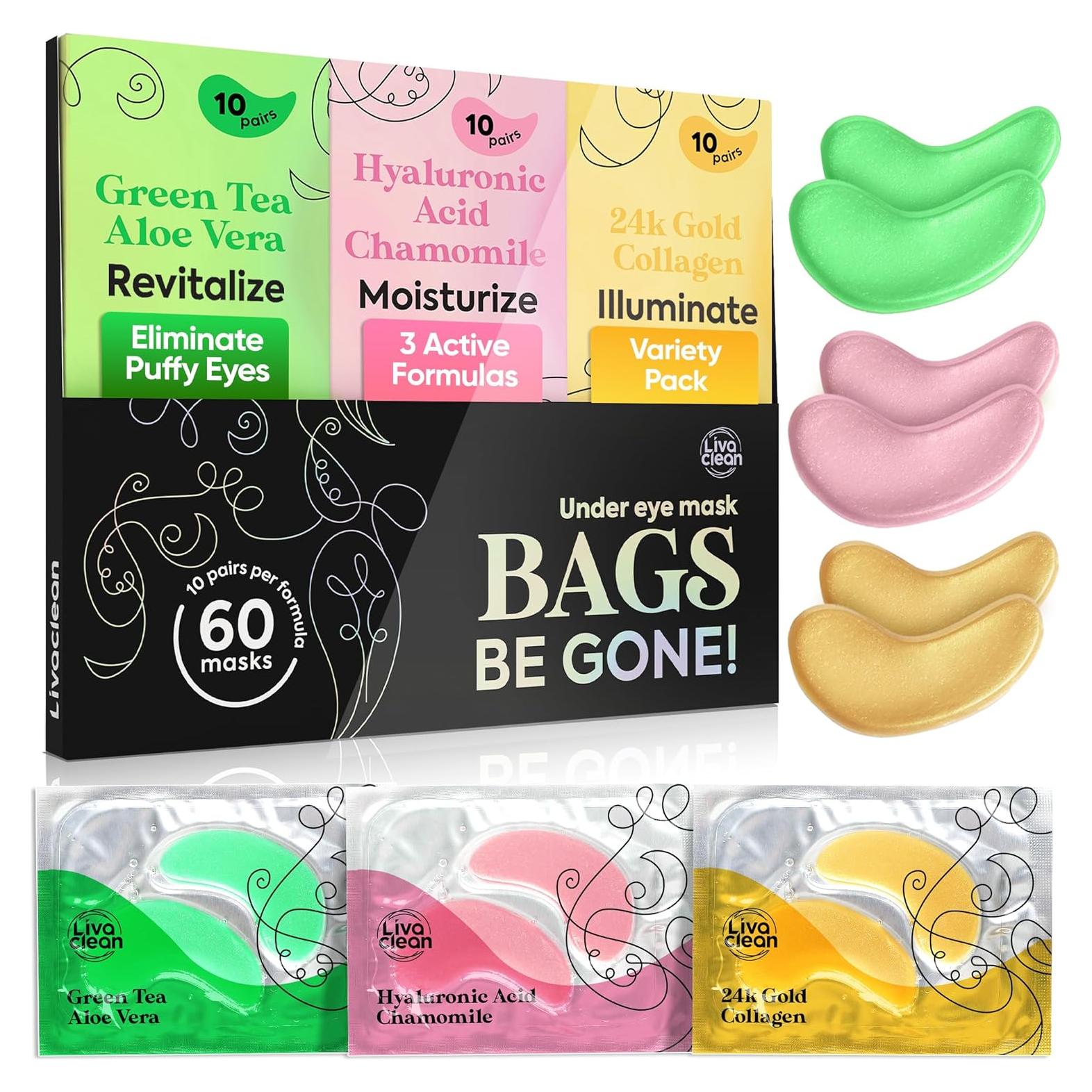 Parche de Ojos LivaClean 24k - 60 Máscaras Hidratantes