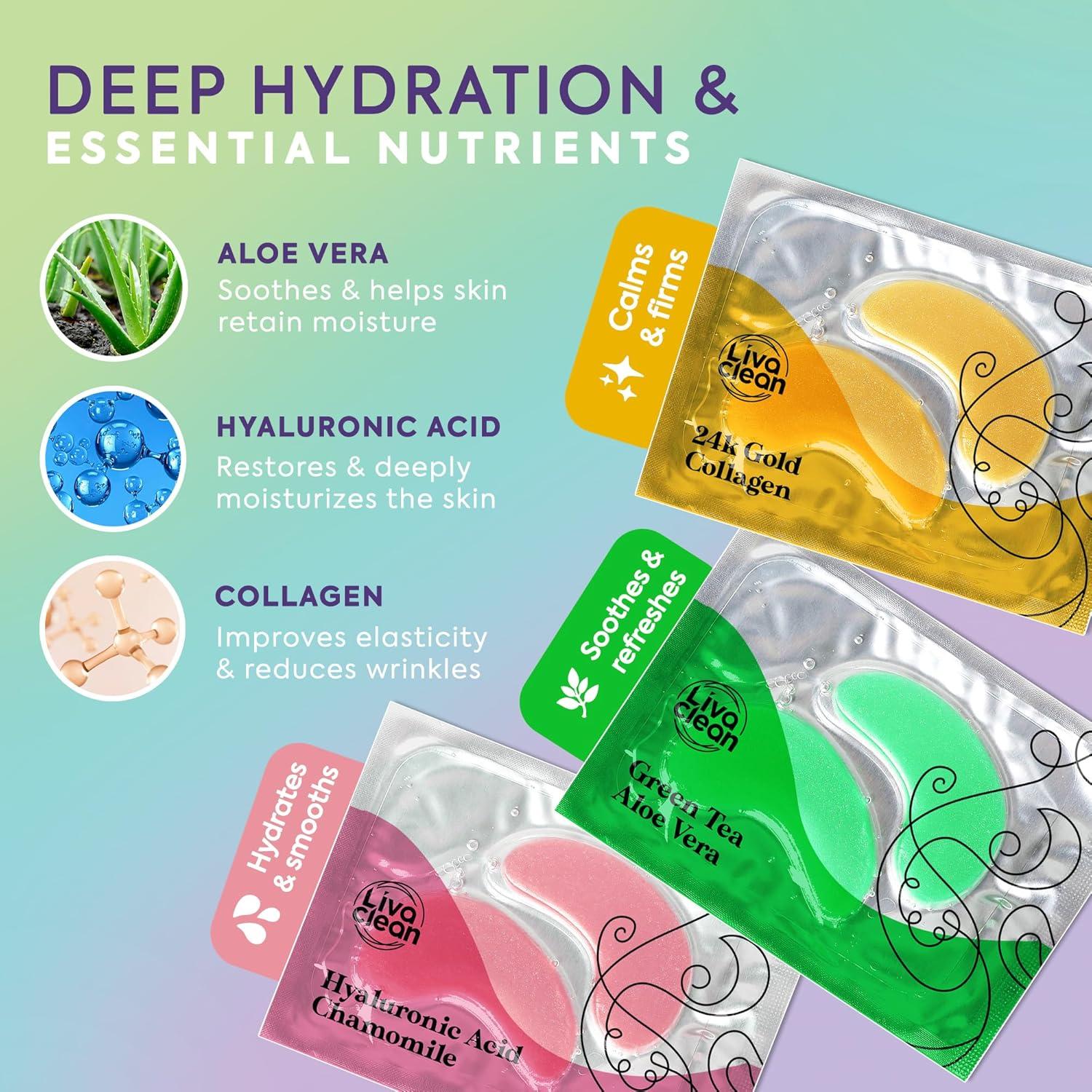 Parche de Ojos LivaClean 24k - 60 Máscaras Hidratantes