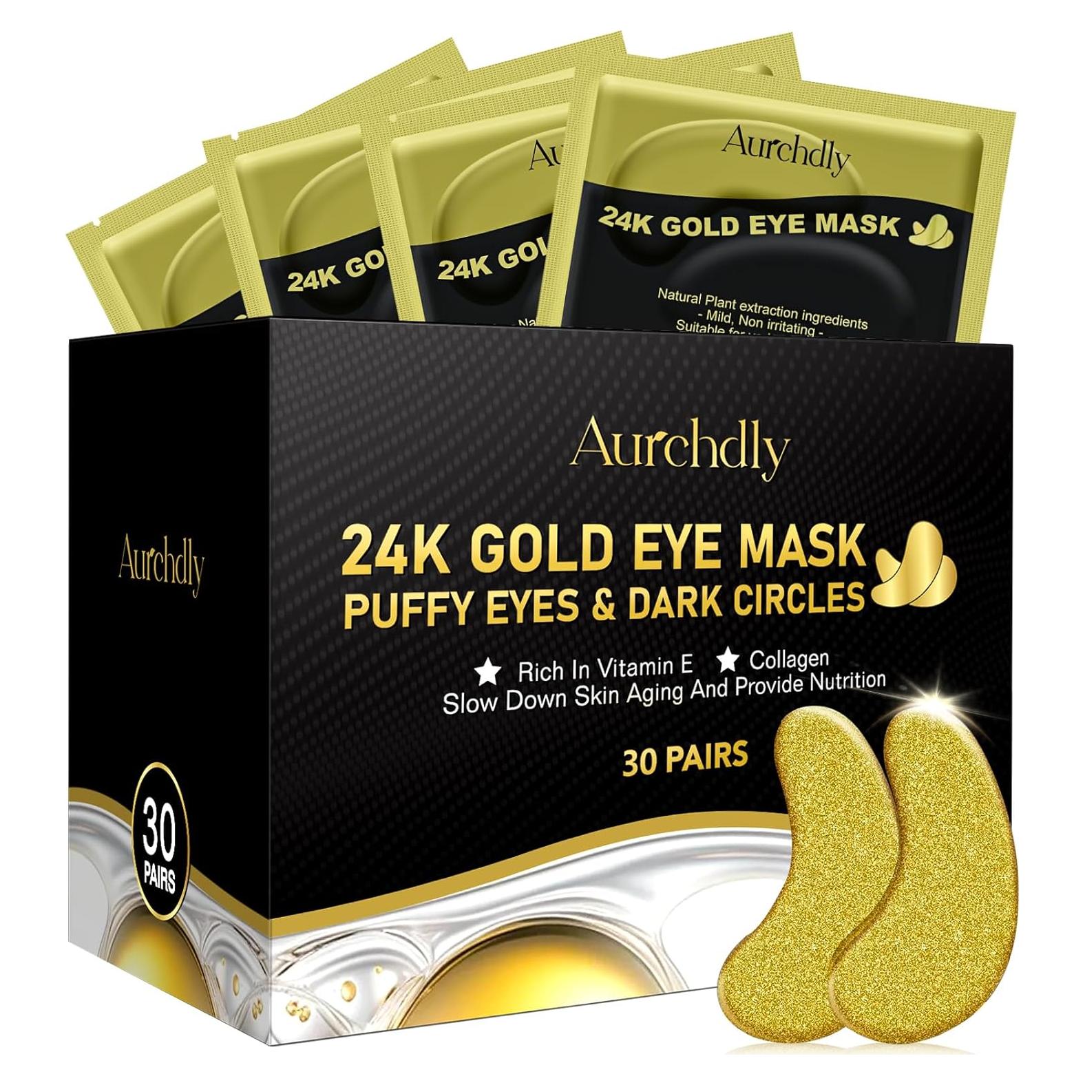 Parche para Ojos Aurchdly 30 Pares Colágeno y Ácido Hialurónico