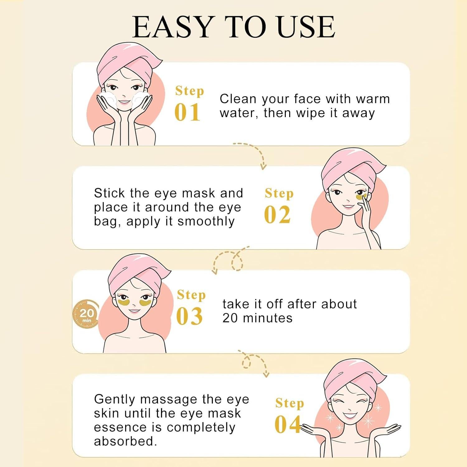 Parche para Ojos Aurchdly 30 Pares Colágeno y Ácido Hialurónico