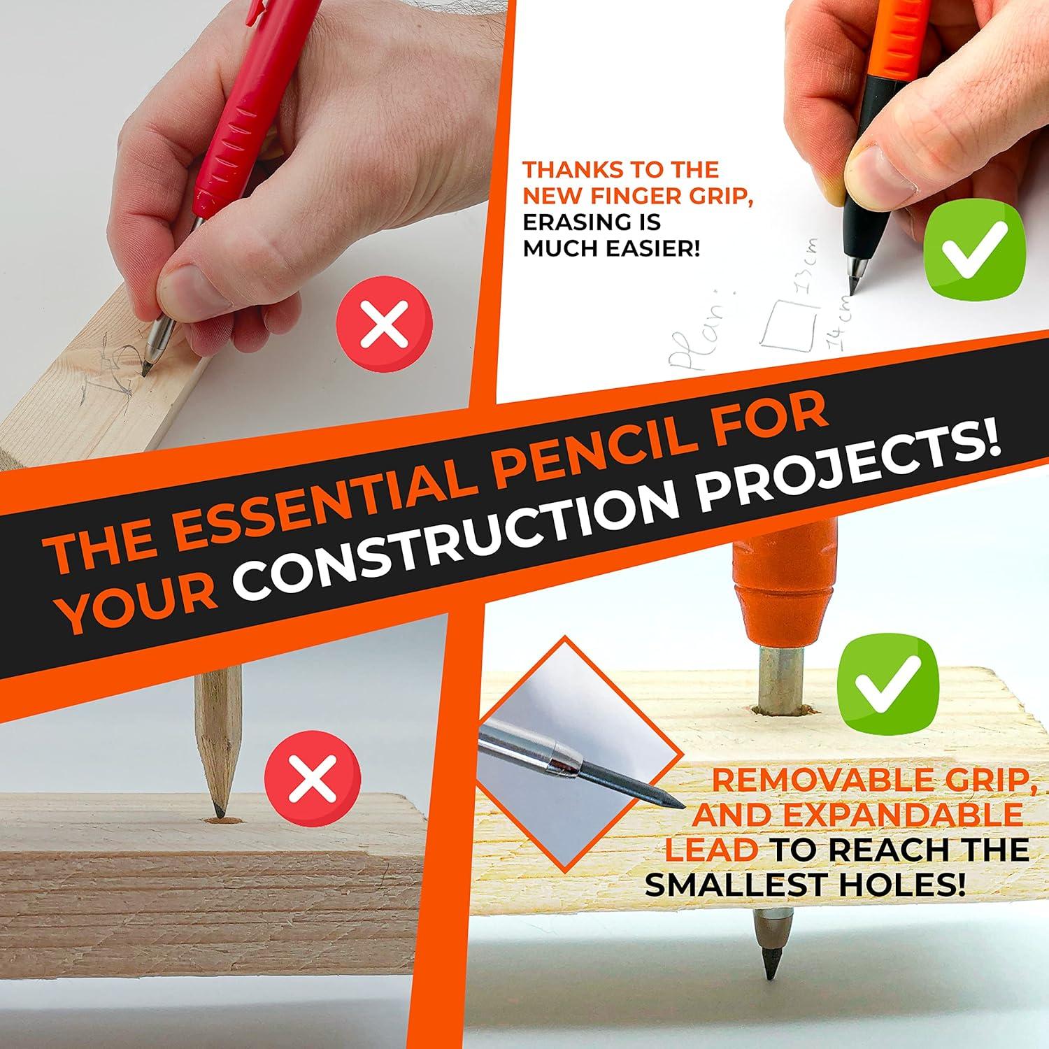 Lápiz de Carpintero THORVALD 2-en-1 con 7 Minas y Sacapuntas