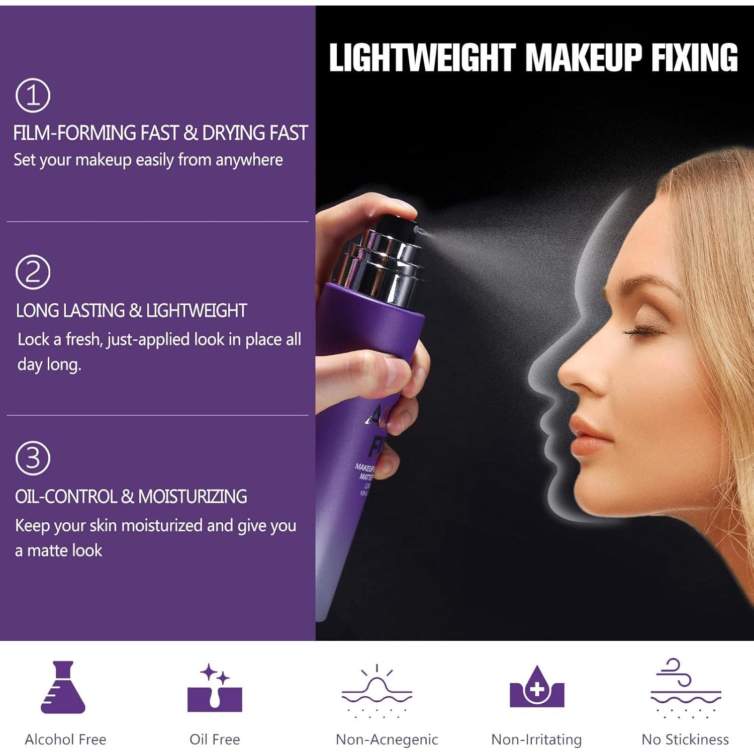 Kit Spray Fijador de Maquillaje UCANBE 200 ml + Esponja Puff