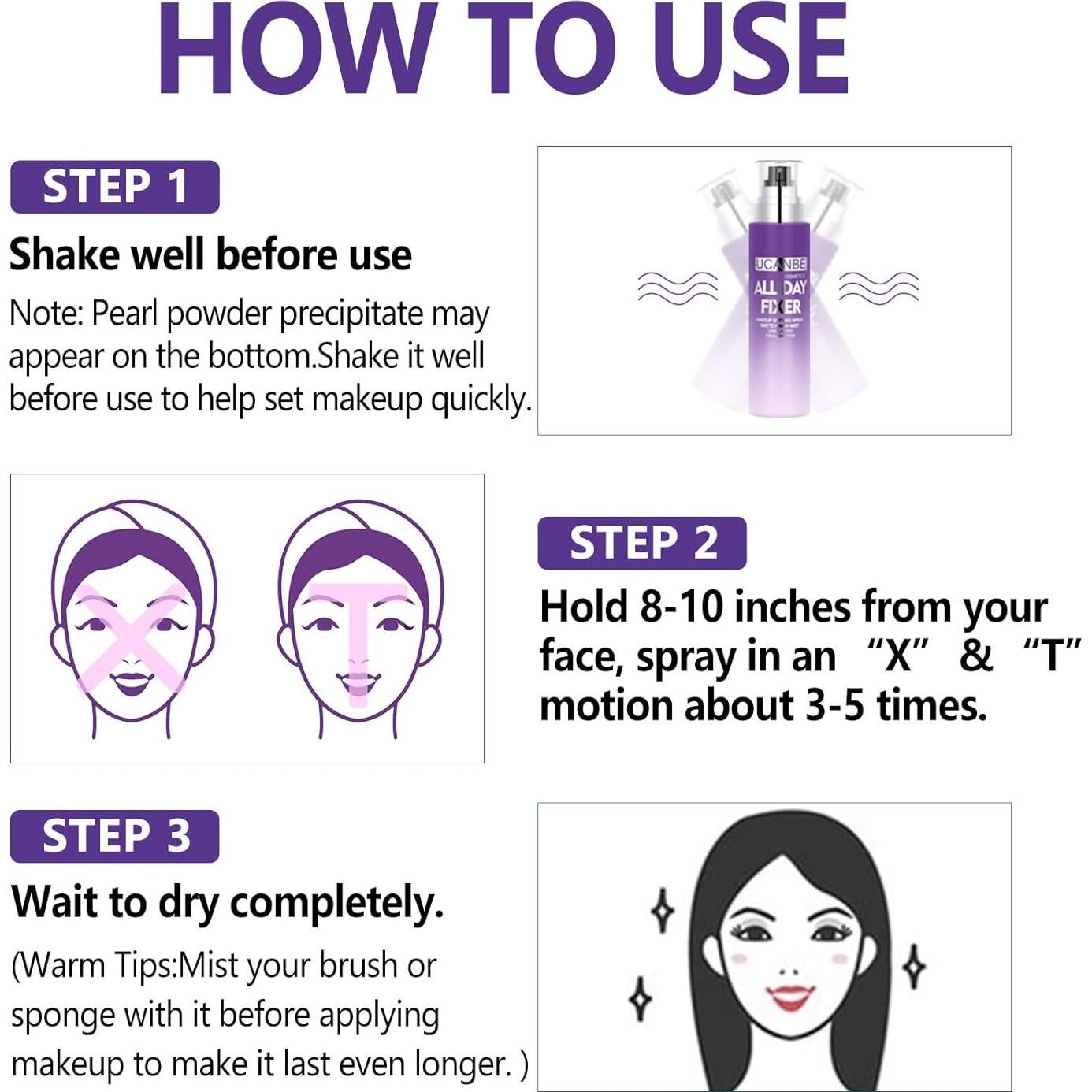 Kit Spray Fijador de Maquillaje UCANBE 200 ml + Esponja Puff