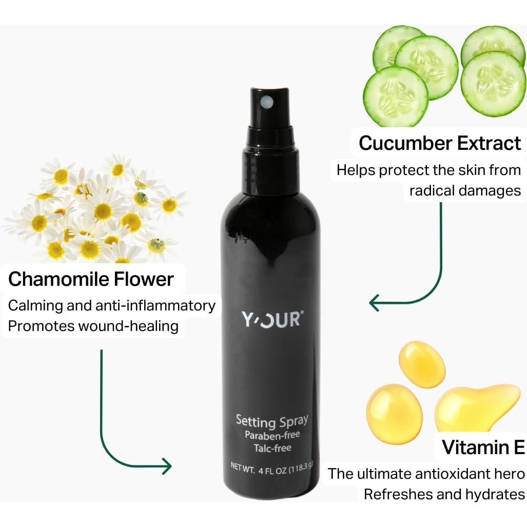 Spray Fijador de Maquillaje Y'OUR 118g - Bruma Hidratante Vegana