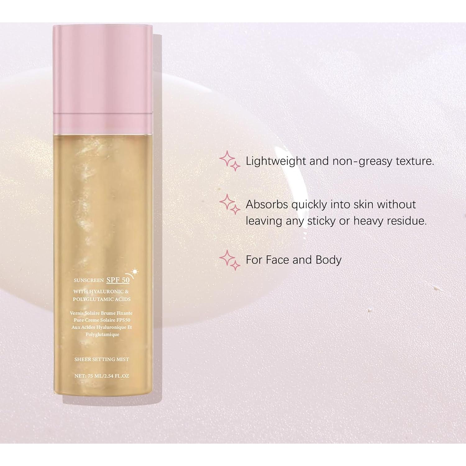 Spray Fijador Solar HRTTUO SPF 50 para Cara y Cuerpo 56.7g