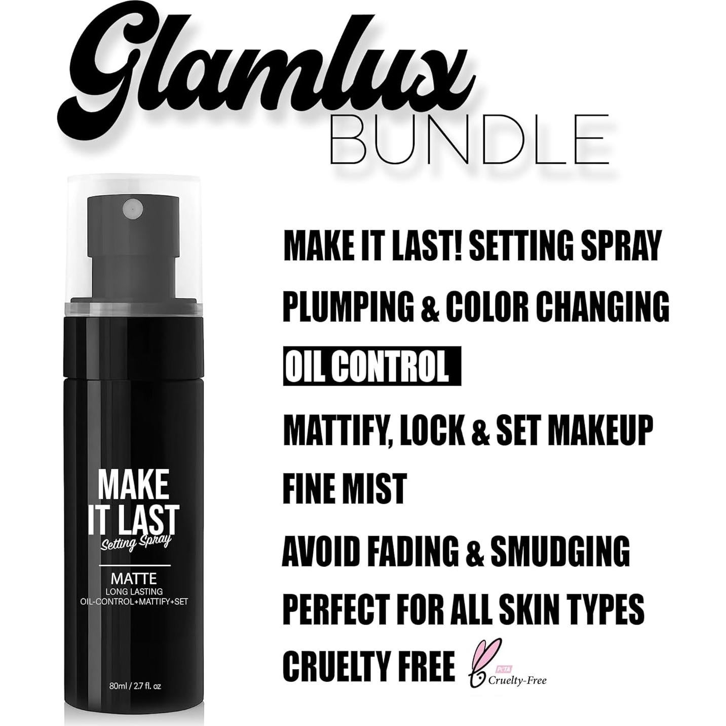 Spray Fijador de Maquillaje Mate Glam Lux 120g Control Aceite