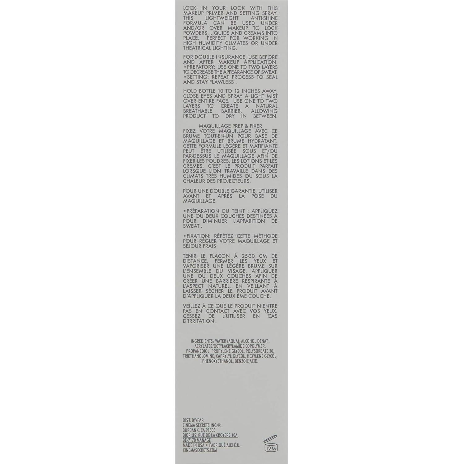 Spray Fijador Matificante Cinema Secrets Super Sealer 100 ml