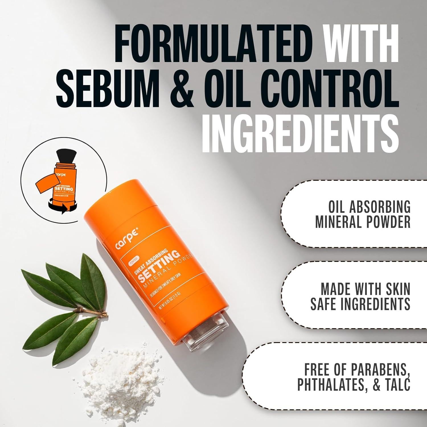 Polvo Mineral Translúcido Carpe 60g - Fijador Mate para Piel Grasa