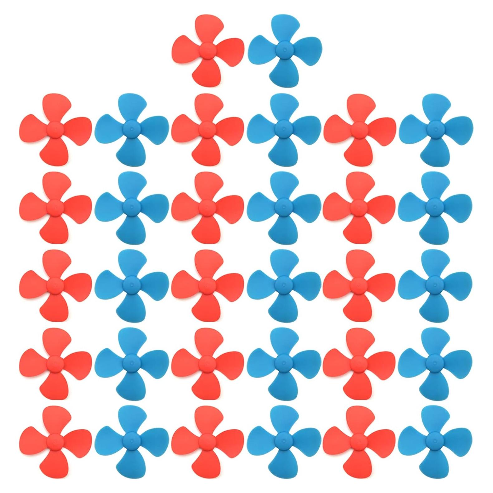 Hélices de Motor DC EUDAX 80mm 4 Palas Eje 2mm Rojo y Azul 32PCS