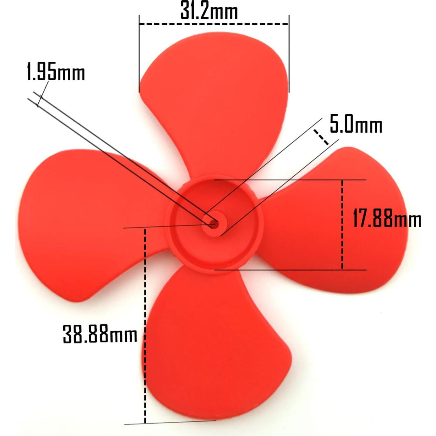 Hélices de Motor DC EUDAX 80mm 4 Palas Eje 2mm Rojo y Azul 32PCS