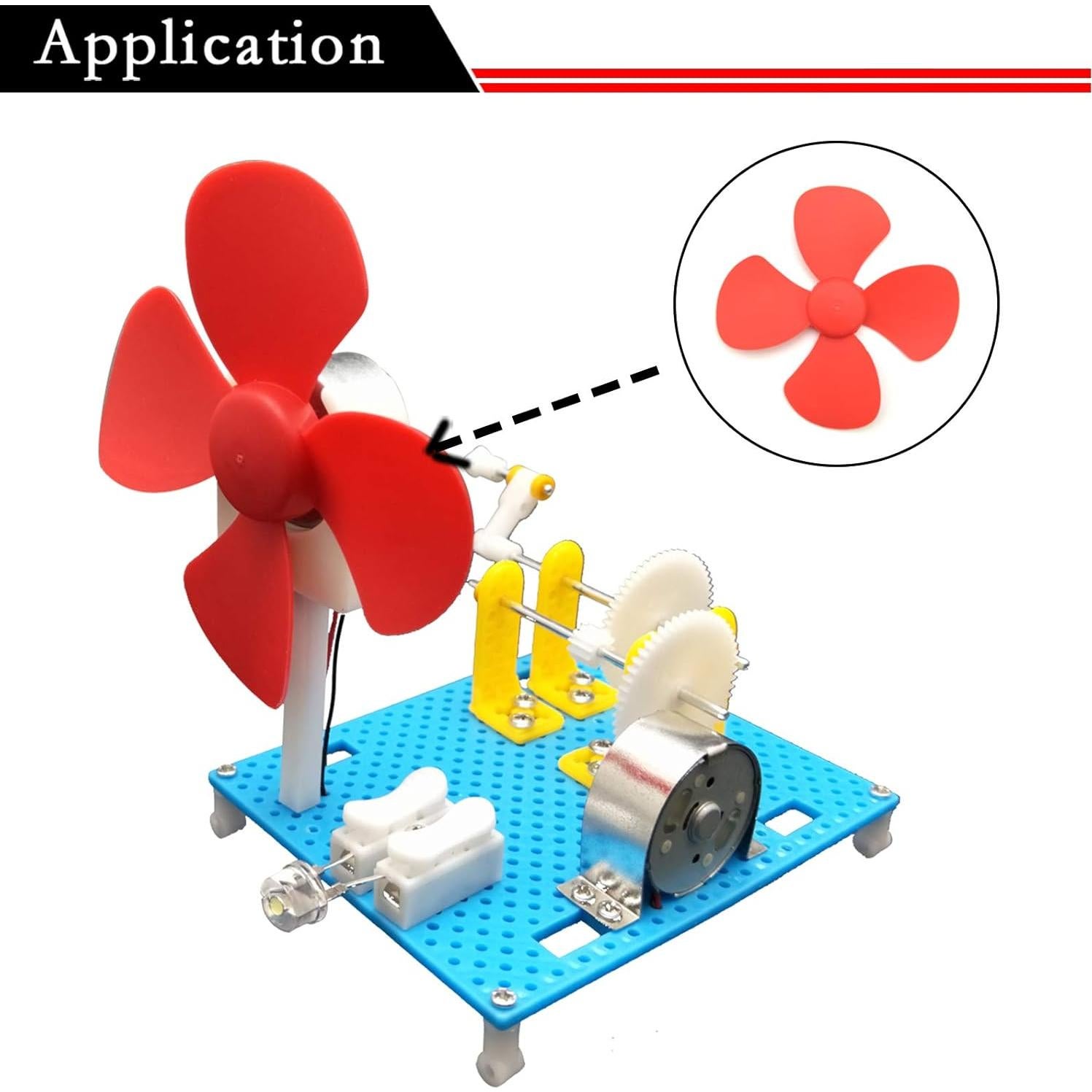 Hélices de Motor DC EUDAX 80mm 4 Palas Eje 2mm Rojo y Azul 32PCS