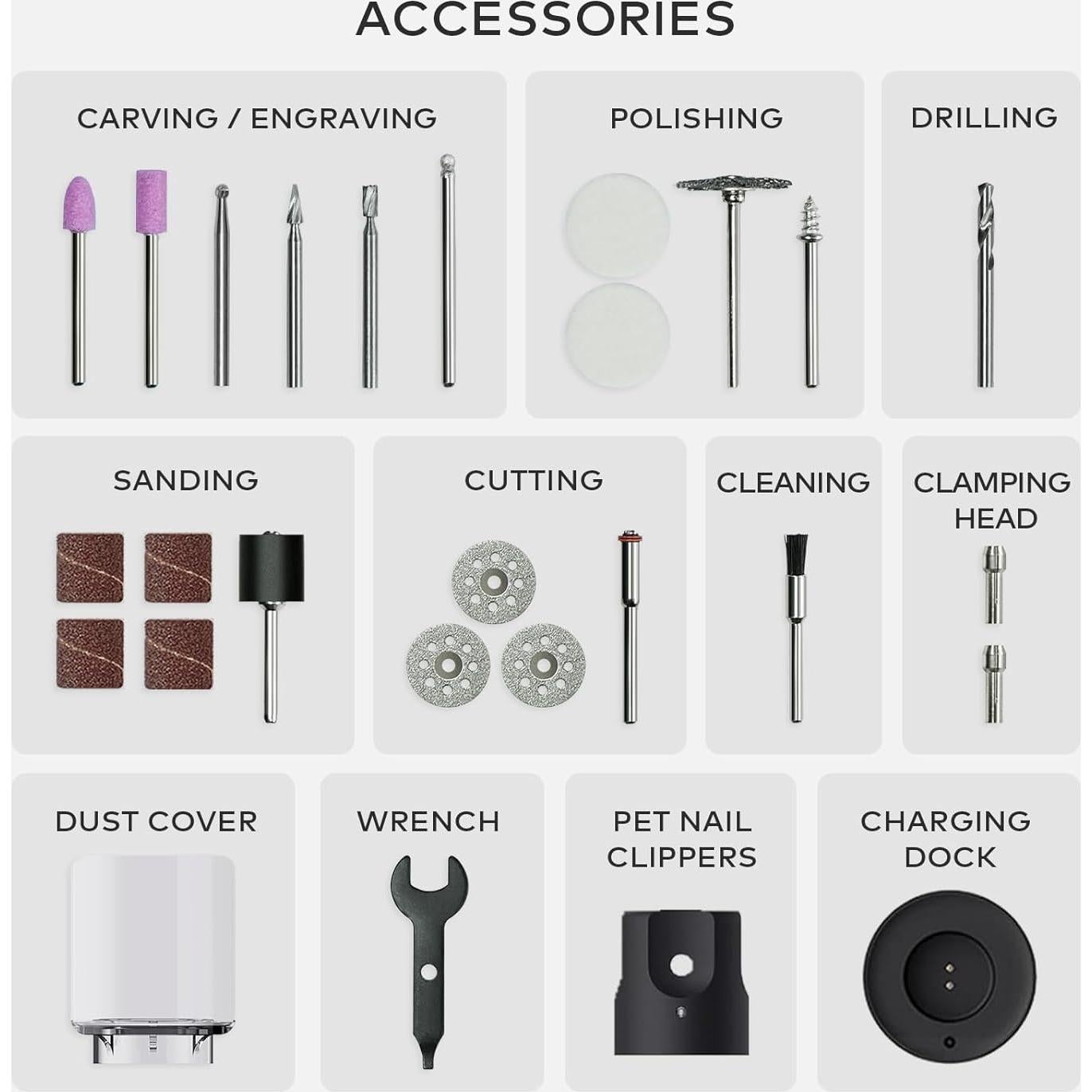 HOTO Herramienta Rotativa Inalámbrica 35 Accesorios 25000 RPM