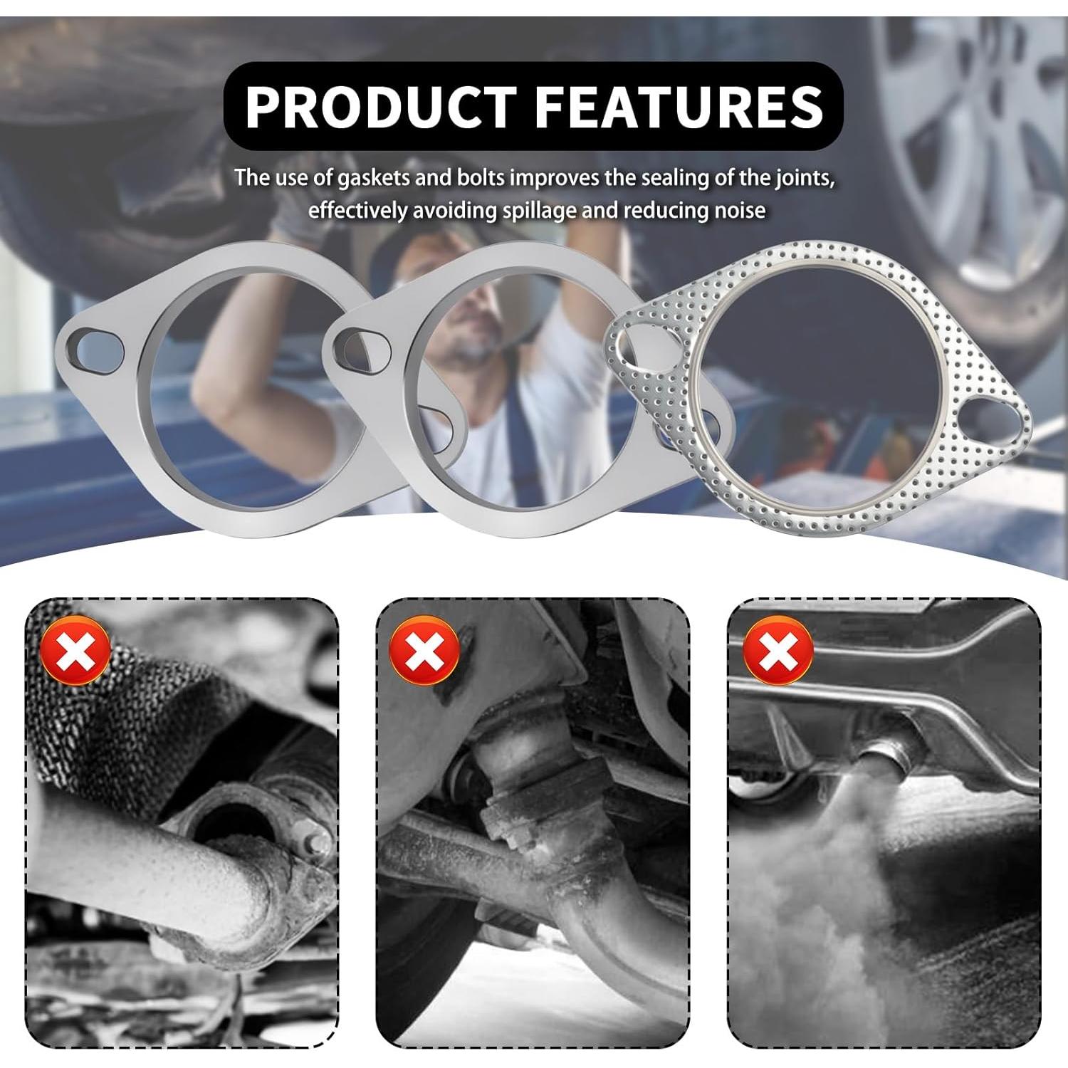 Kit de Reparación de Brida de Escape YGDMD 2.5" Acero Inoxidable