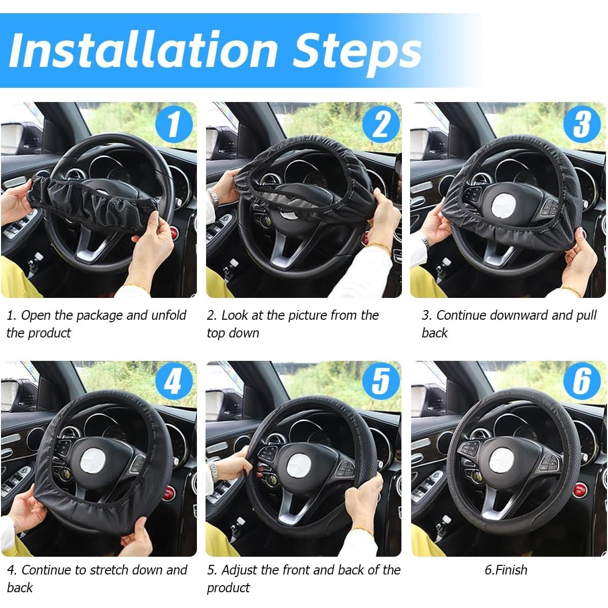 Funda de Volante de Coche Fekey&JF Microfibra PU 38 cm Antideslizante