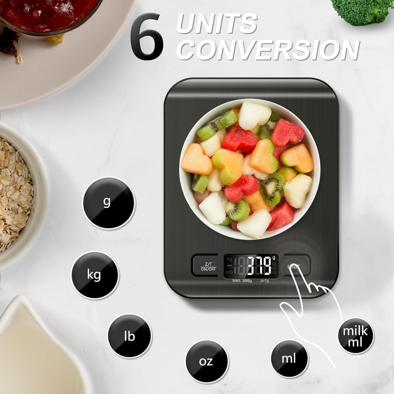 Báscula de Cocina Digital SOYOK 4.99kg Pantalla LCD Acero Inoxidable