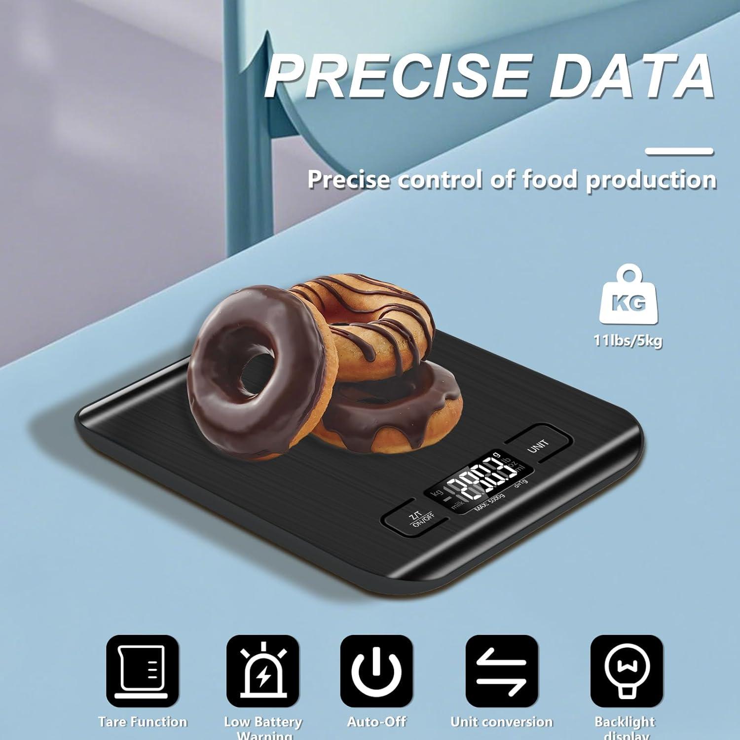 Báscula de Cocina Digital SOYOK 4.99kg Pantalla LCD Acero Inoxidable